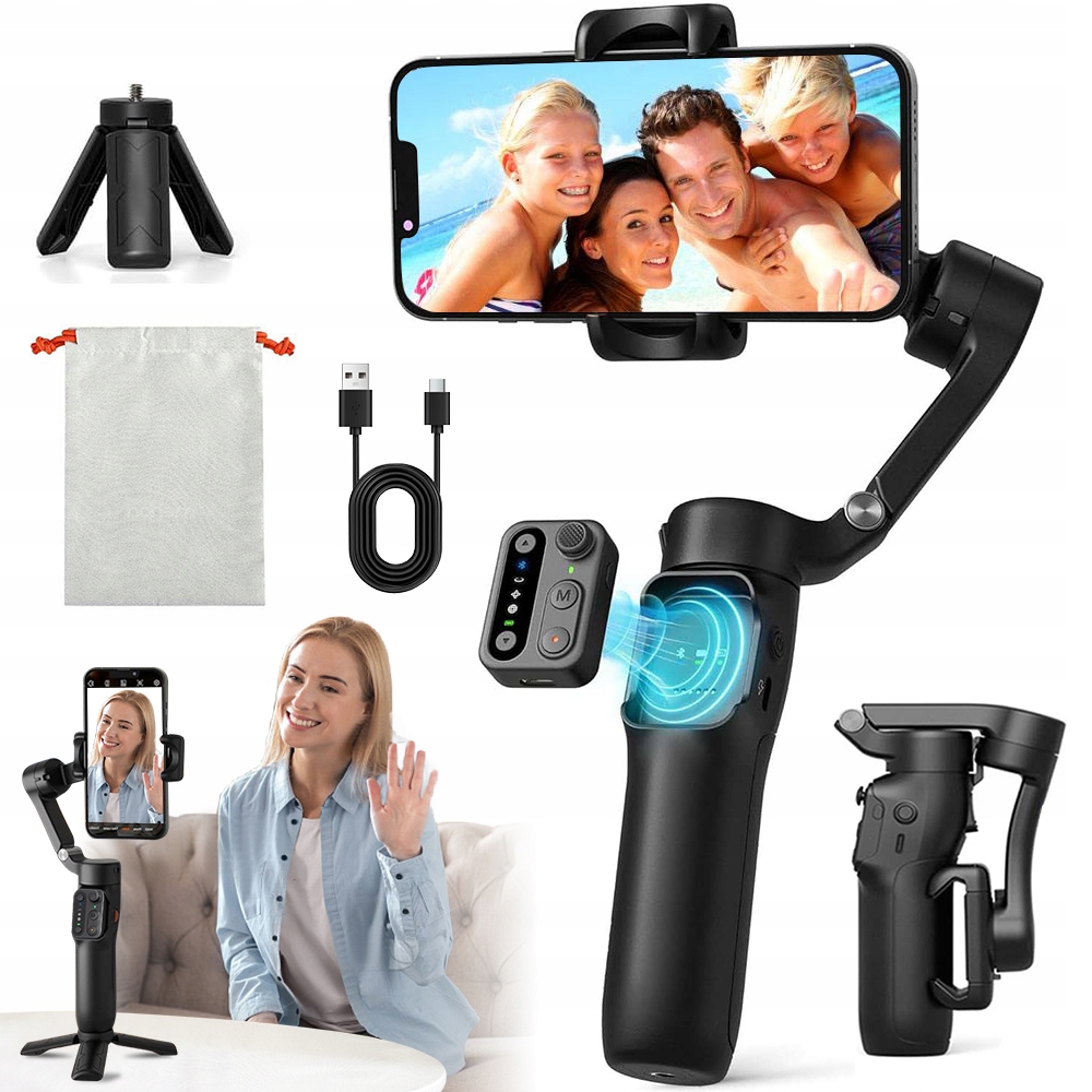 KIJEK DO SELFIE BLUETOOTH PROFESJONALNY GIMBAL FILMOWY PILOT MAGNETYCZNY