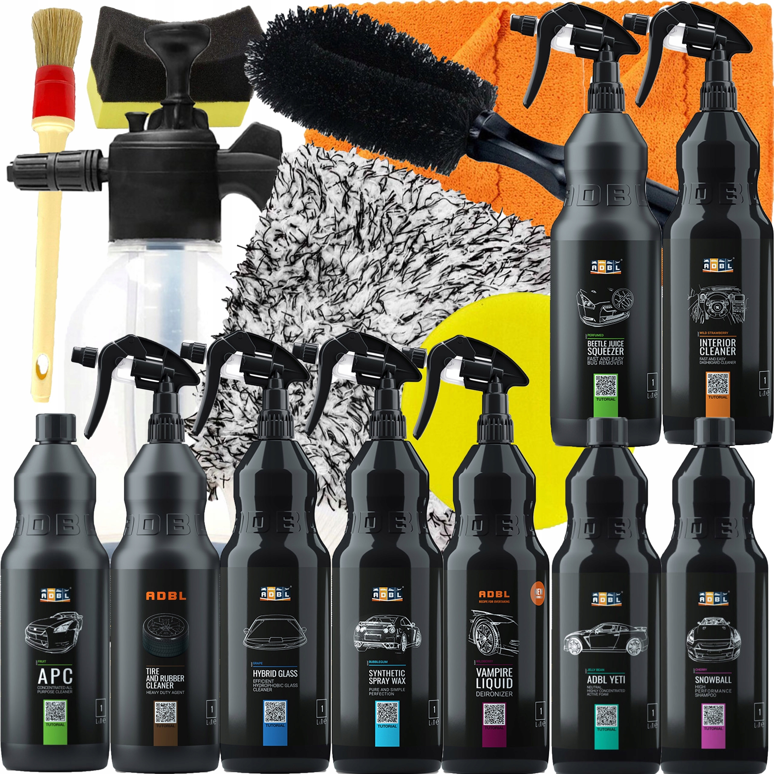 ADBL MEGA Zestaw Kosmetyków Do Auta Samochodu 1L + PIANOWNICA 2L AKCESORIA