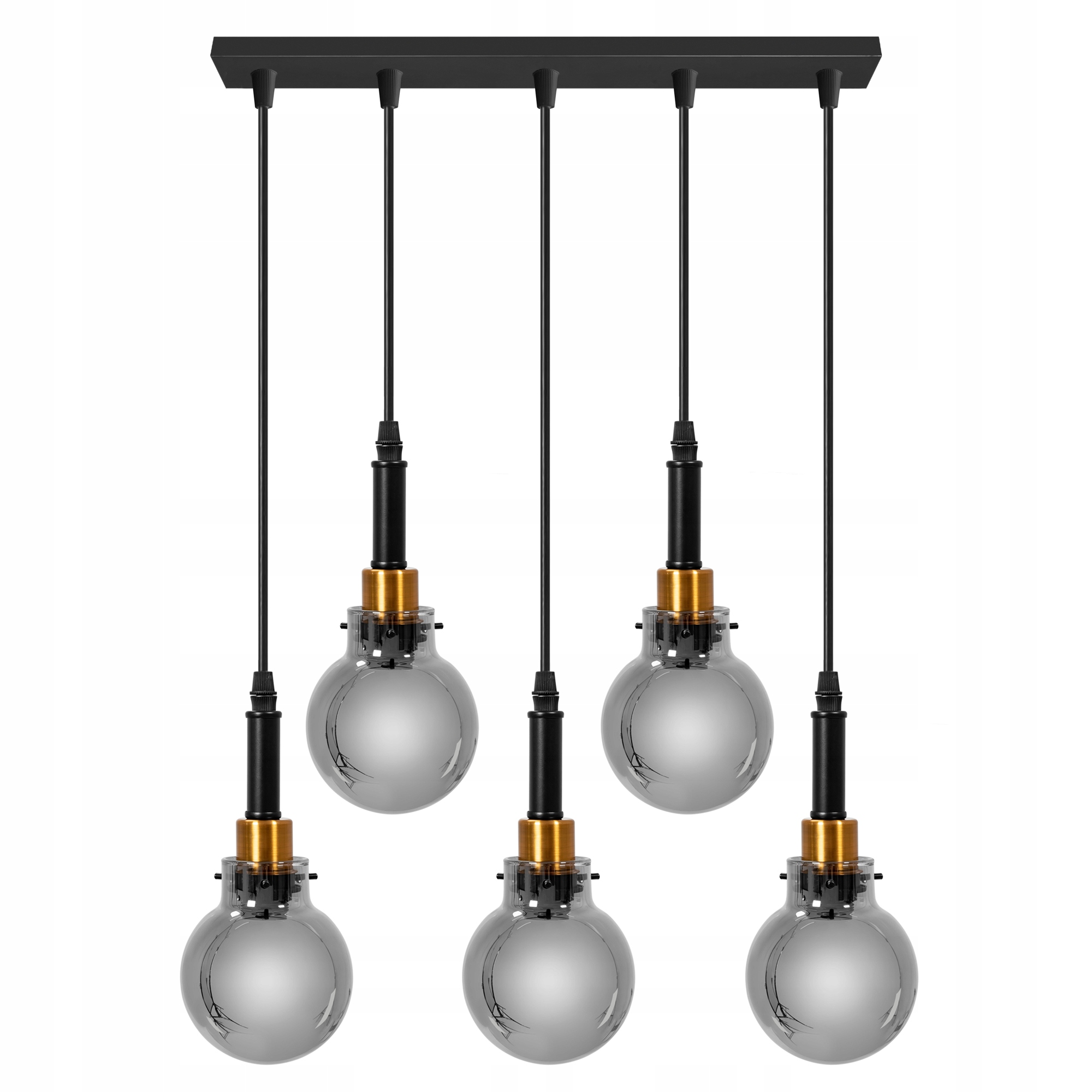 Lampa Wisząca Szklana Czarna Nowoczesna Złota Gold