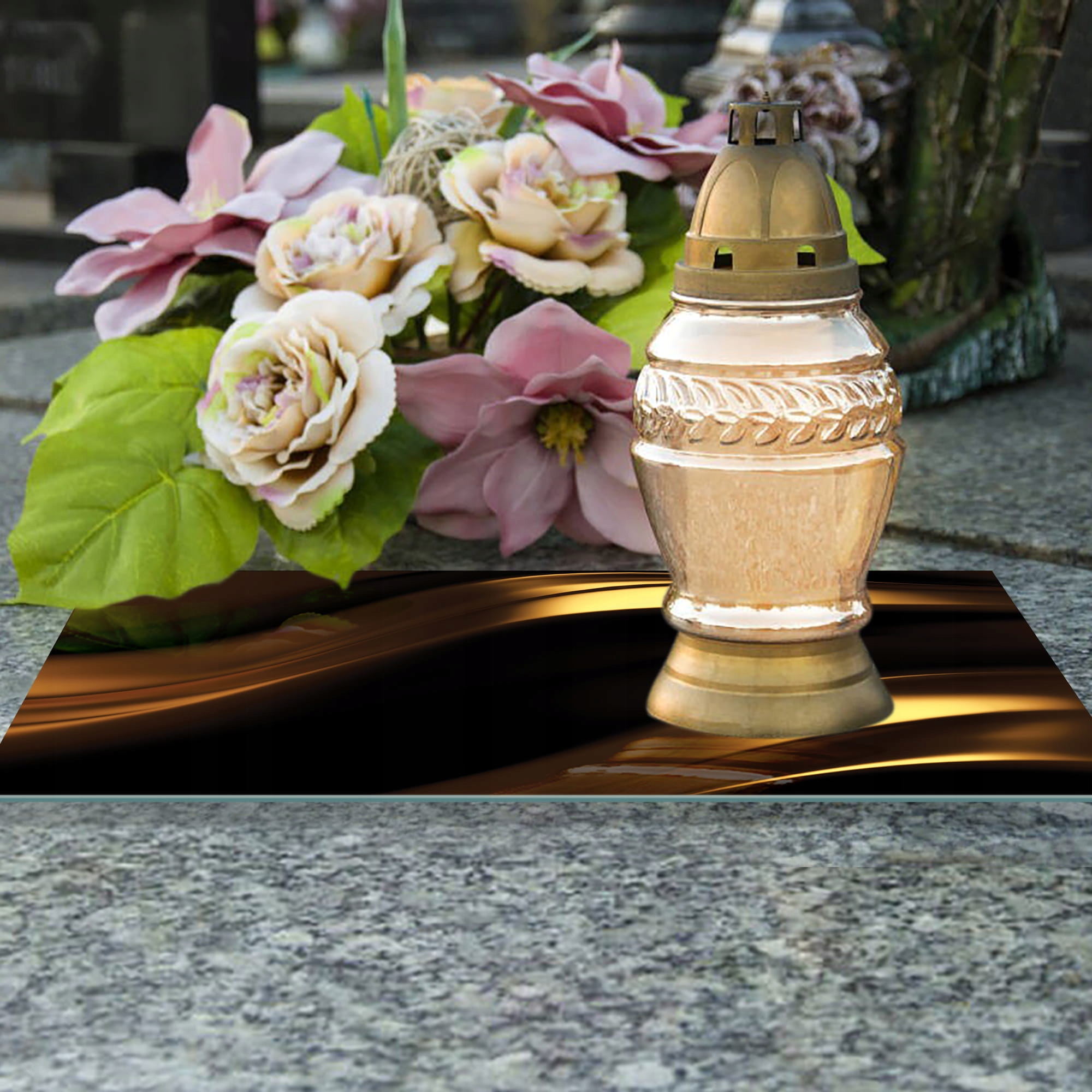 SZKLANA PODSTAWKA POD ZNICZE 60x20cm Wstęgi 326c Marka inna