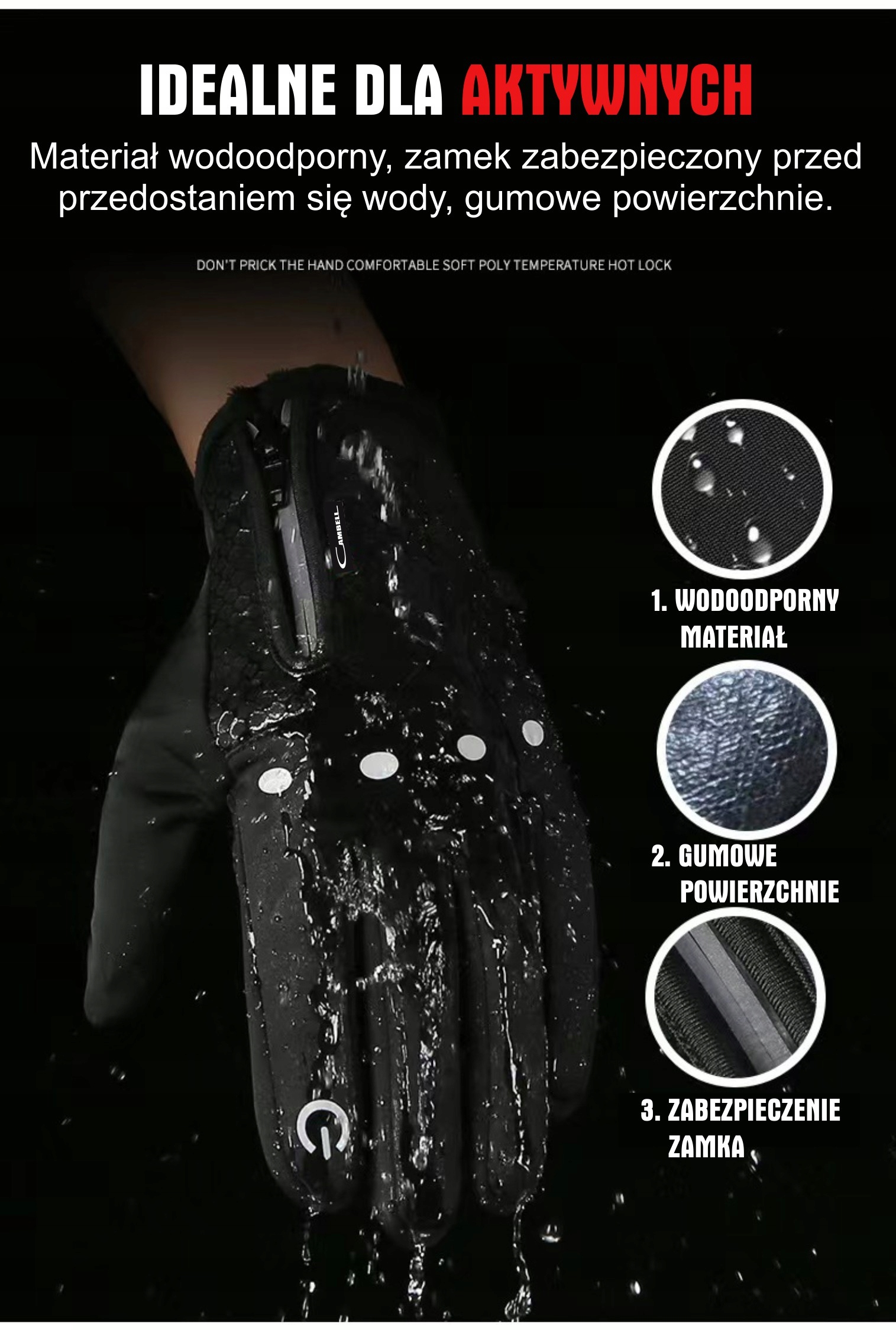 Rękawice Softshell Dotykowe Narty Biegowe Rower XL Płeć uniseks