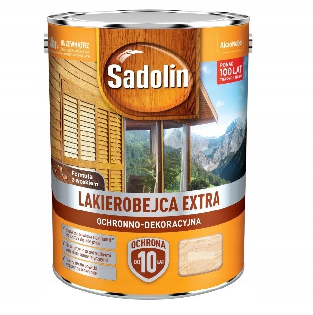 Sadolin Extra Lakierobejca Do Drewna Okien Elewacji 5L