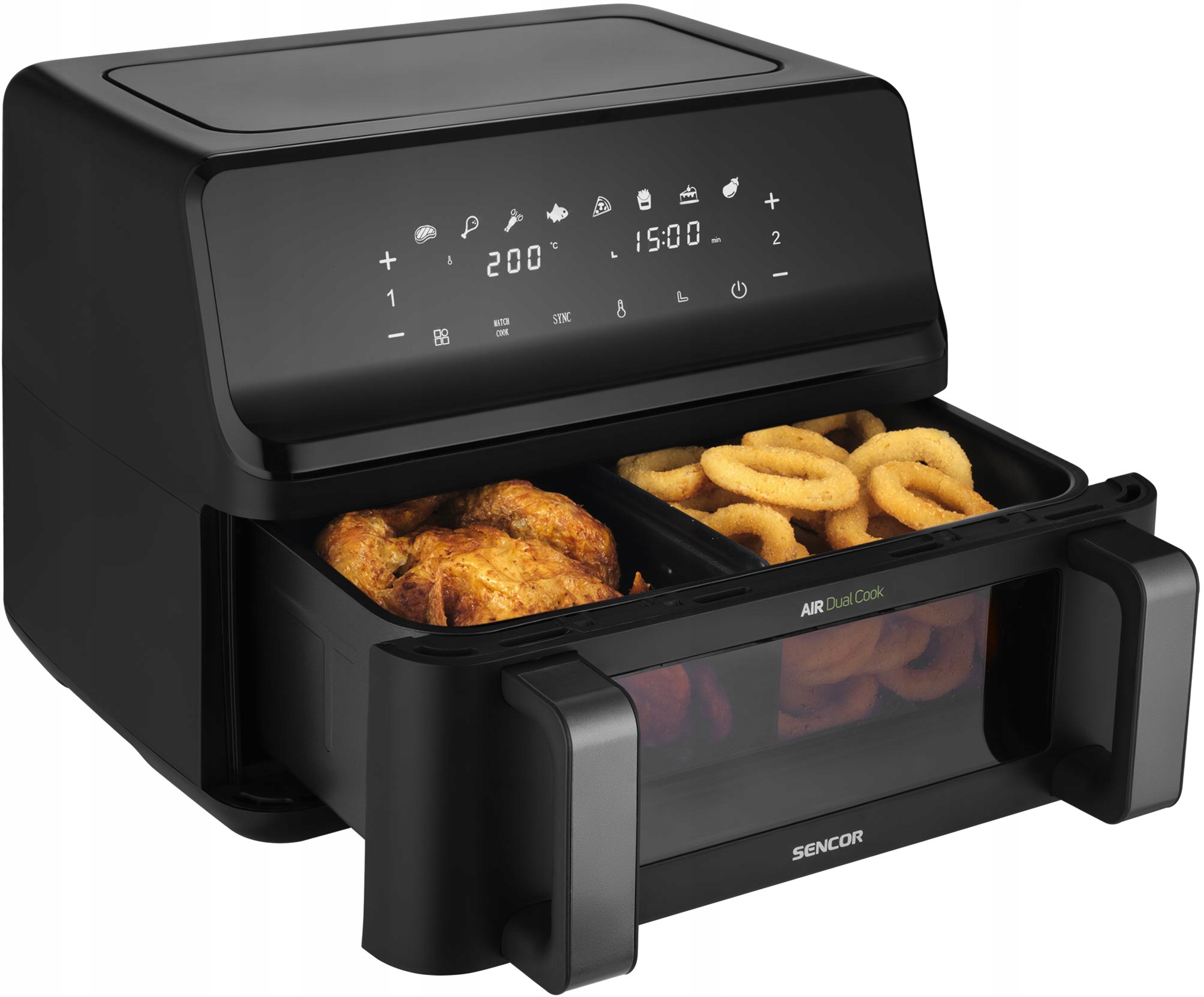 Air Fryer Frytownica Beztłuszczowa Dual Cook Duża Moc 2700W 2komory 9litrów