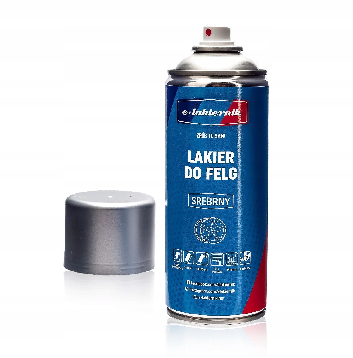 Lakier do Felg Aluminiowych Srebrny Spray 400ml Szybkoschnący e-lakiernik
