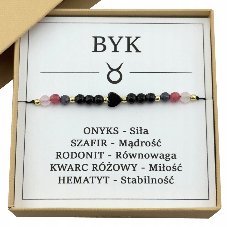 Bransoletka Zodiakalna z Serduszkiem Byk dla Znaku Byk