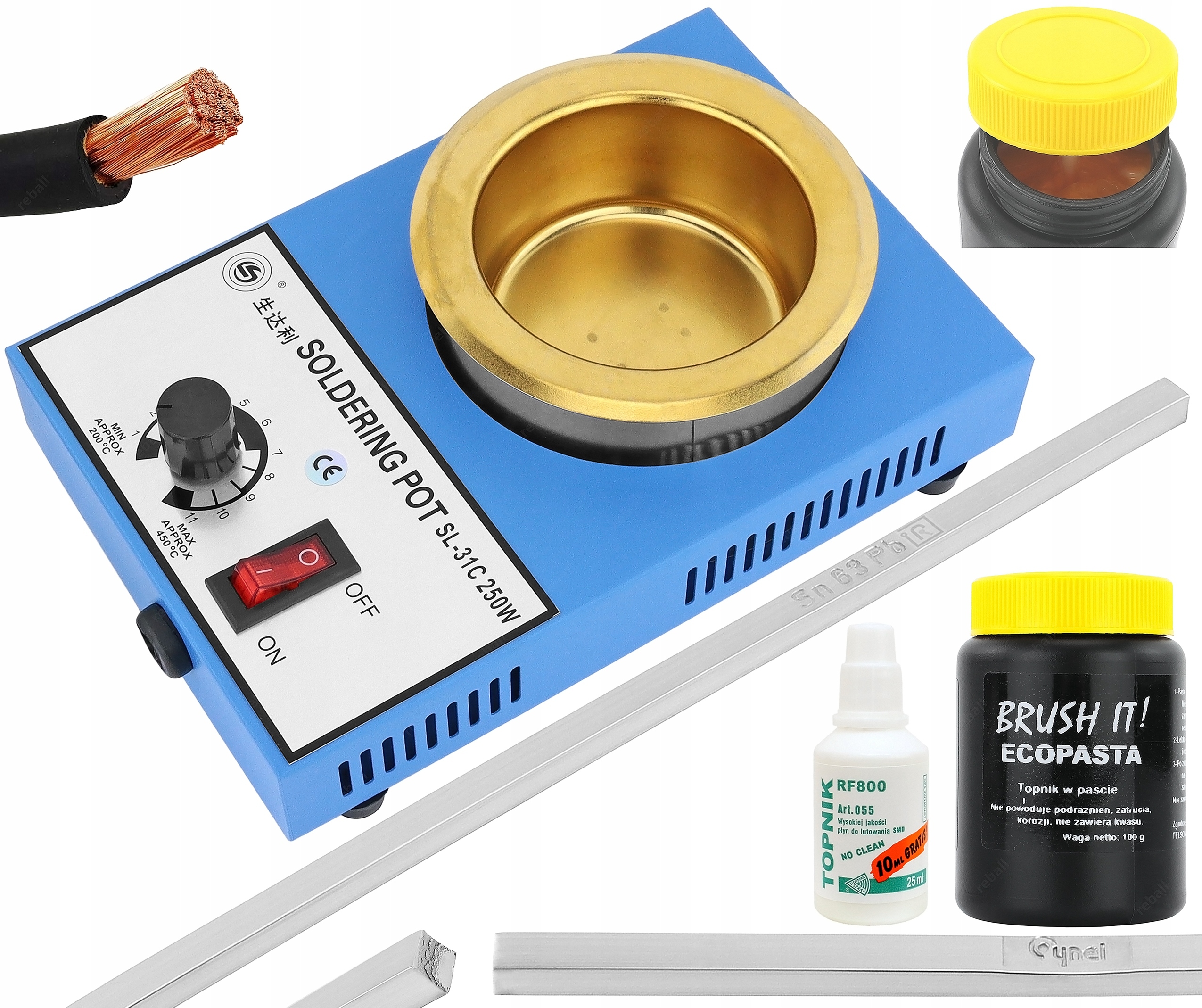Pájecí Kelímek Na Tavení Cínu Silný 250 W Příslušenství XL Pasta Cín