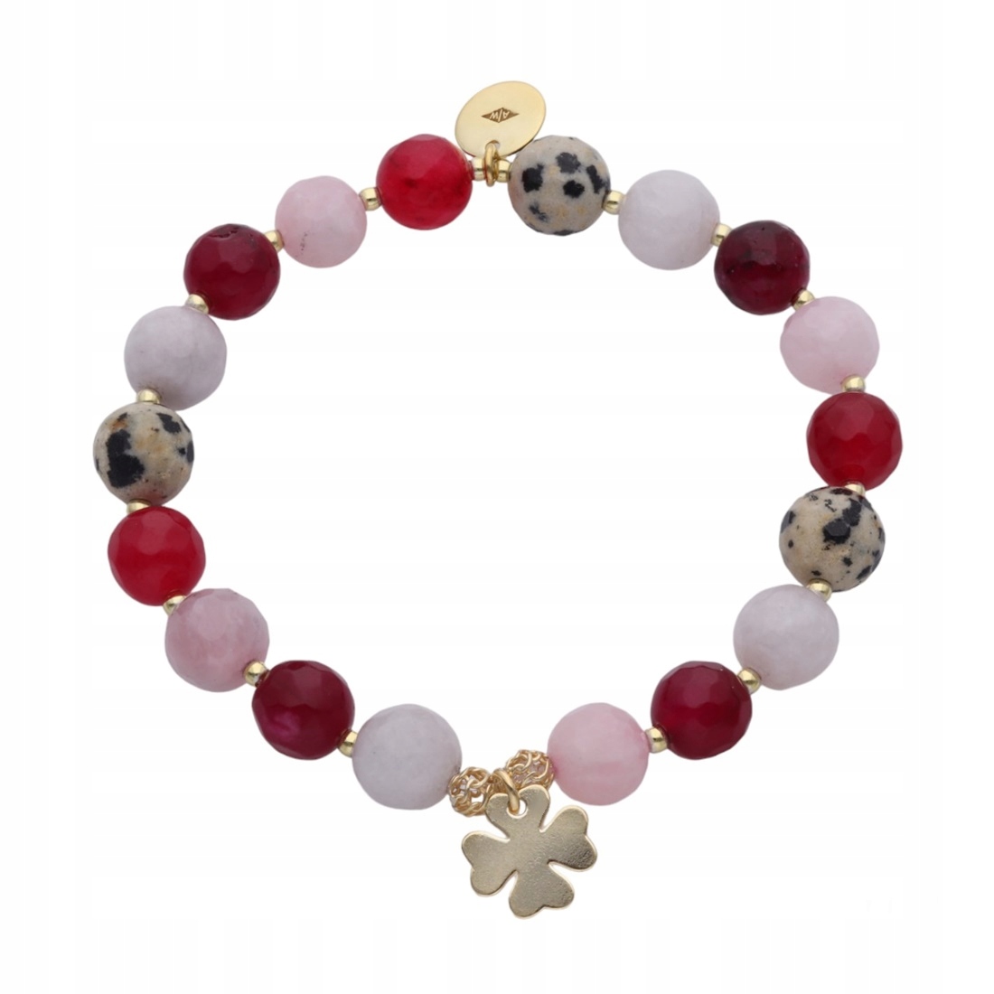 Náramek s kameny Ag 925 stříbrný pozlacená s jetelem PW0040324BG