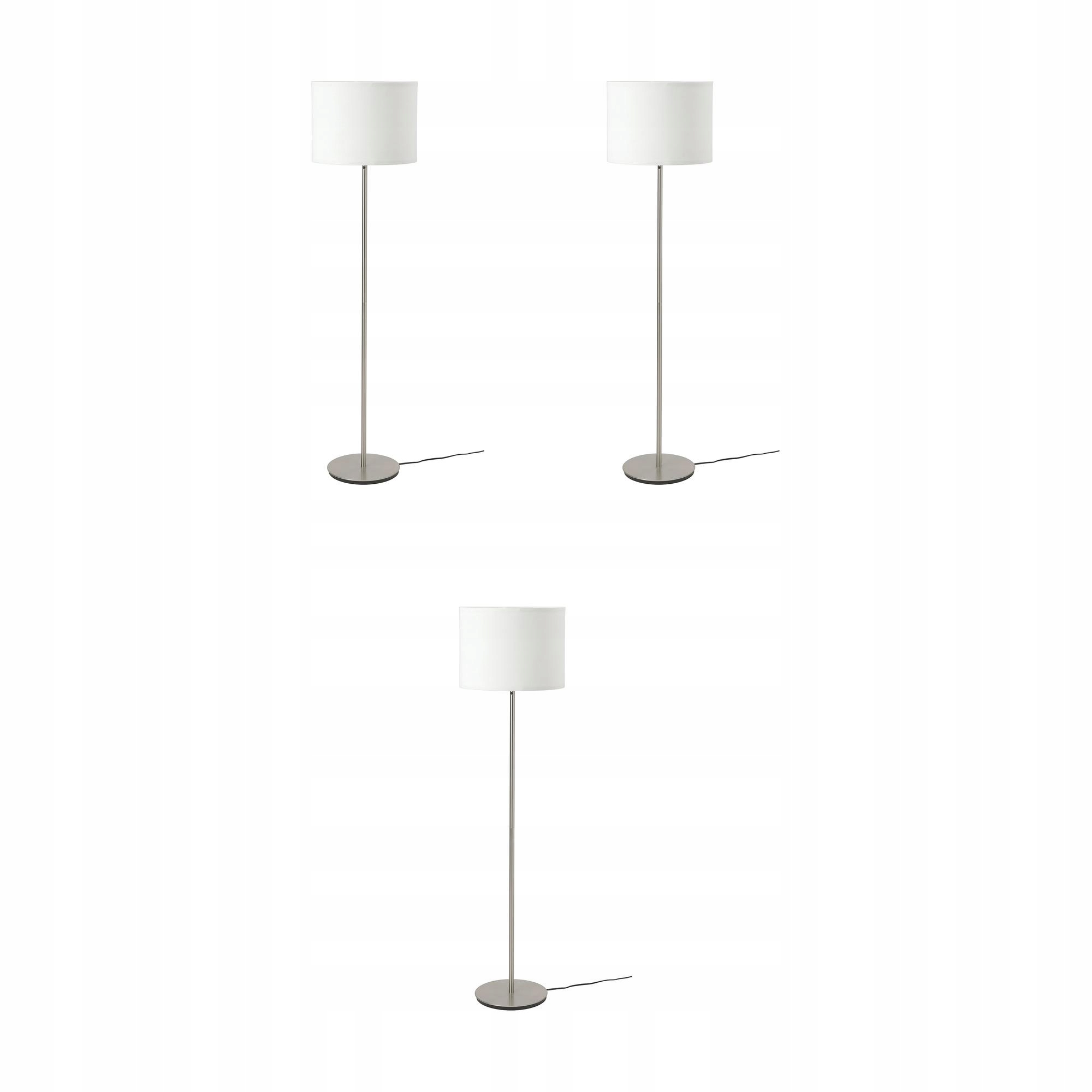 3 szt. Lampa podłogowa Ringsta Skaftet biały niklowany