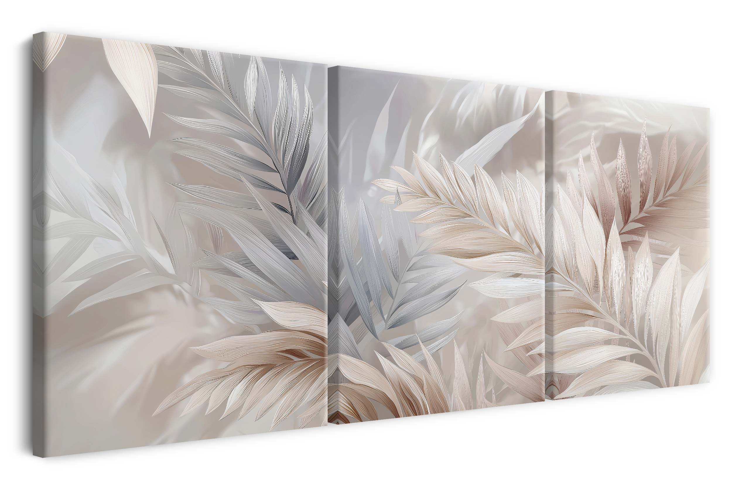 Tryptyk do sypialni Liście palmy Boho Obrazy na ścianę do salonu 60x120