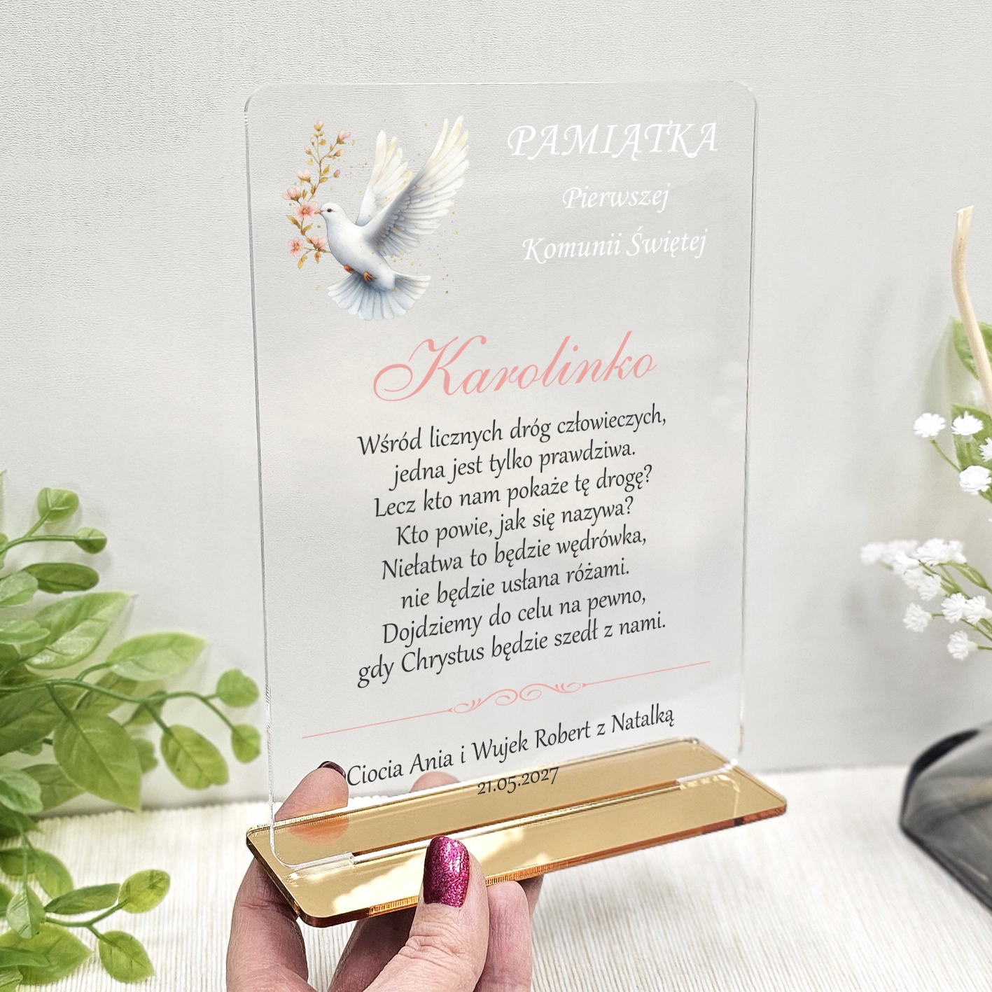 Společenský suvenýr pro dívku od kmotrů, prarodičů, svaté přijímání Krabička