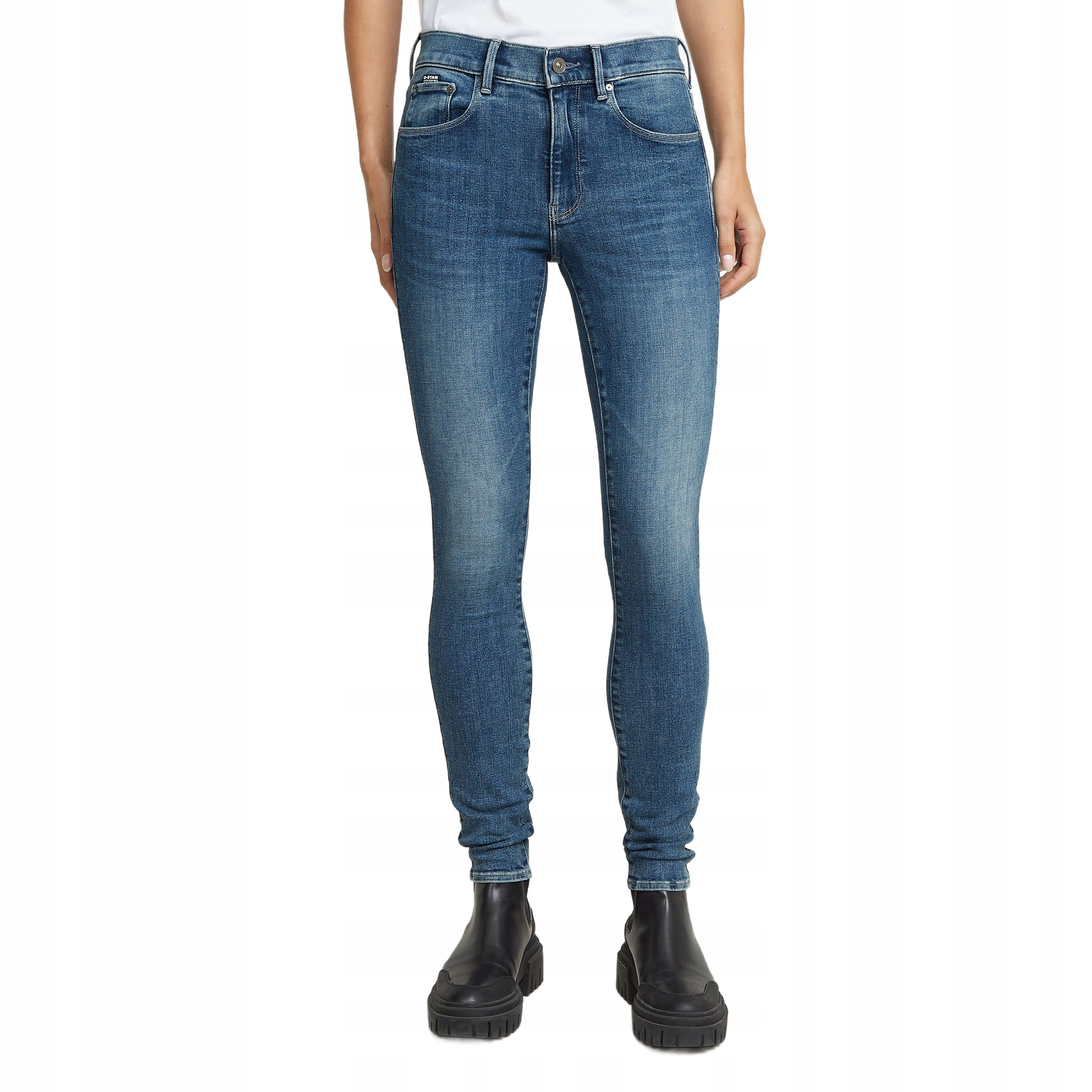 G-star Raw Modré Džíny Úzké Nohavice S Oděrkami Pro Ženy 28/30 6BA