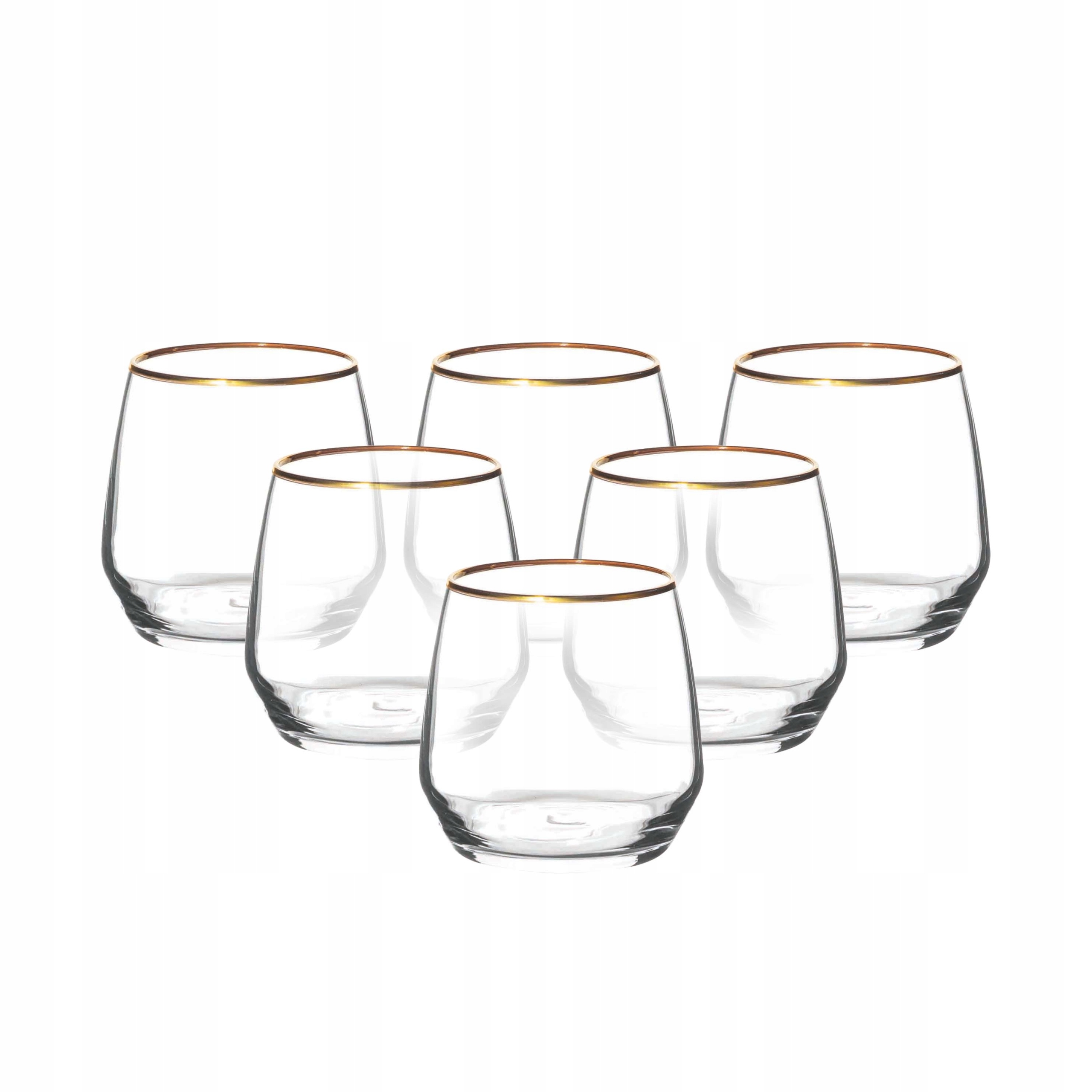 

Szklanki do soku wody Rubin Gold złoty pasek 370ml