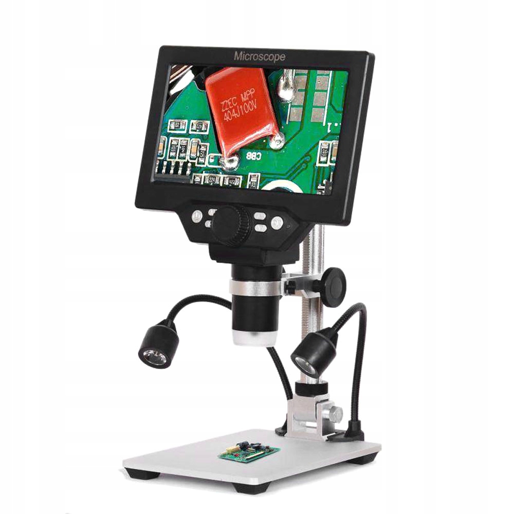 7" LCD Digitální Mikroskop 1-1200X 12MP 2 × Světla