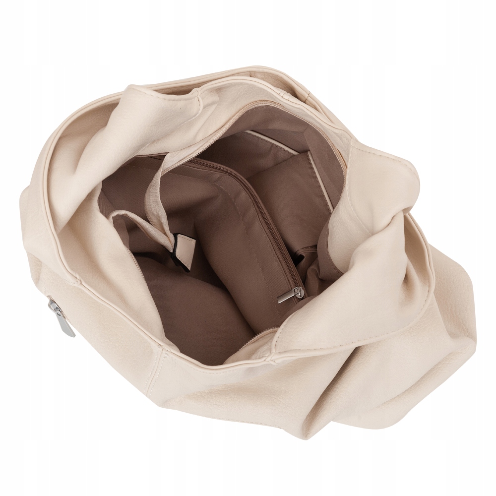 BEŻOWA TOREBKA WOREK SHOPPER KLASYCZNA TORBA NUDE MIĘKKA SKÓRA Model Magic Bags