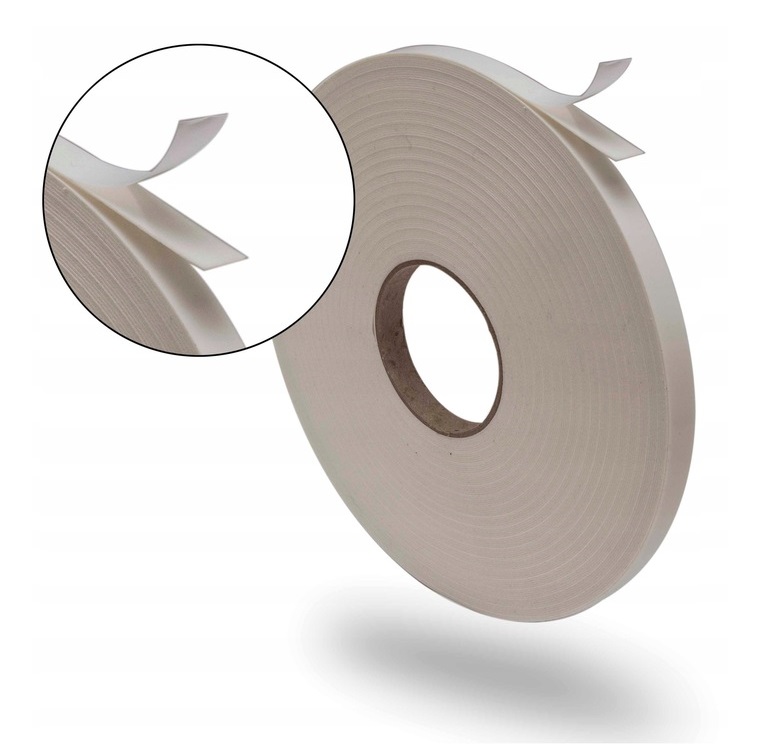 38 mm/50 m Oboustranně Lepicí Pěnová Montážní Páska pro rolety a zrcadla, bílá