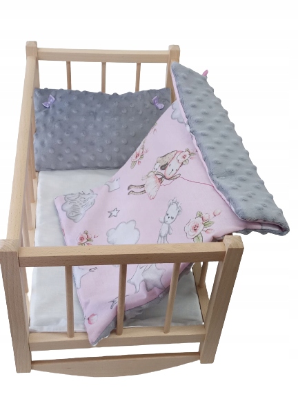 KOŁYSKA DREWNIANA dla lalek + POŚCIEL - PRODUCENT.