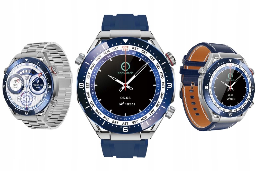 Smartwatch Maxcom Ecowatch1 EW01SR 3 paski Srebrny Zegarek sportowy