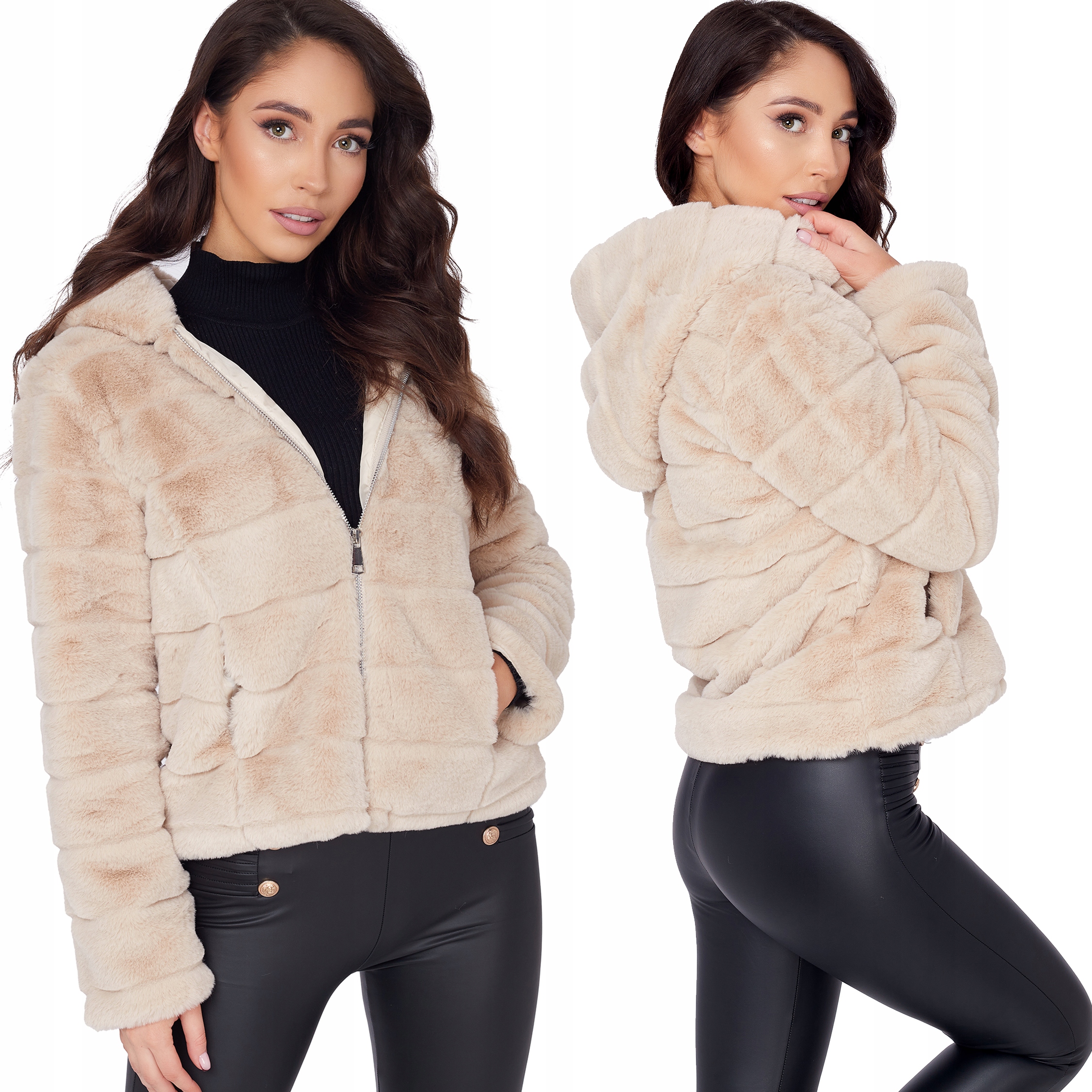 

827__L/40_FUTERKO Kurtka Futrzana Krótkie Milutkie