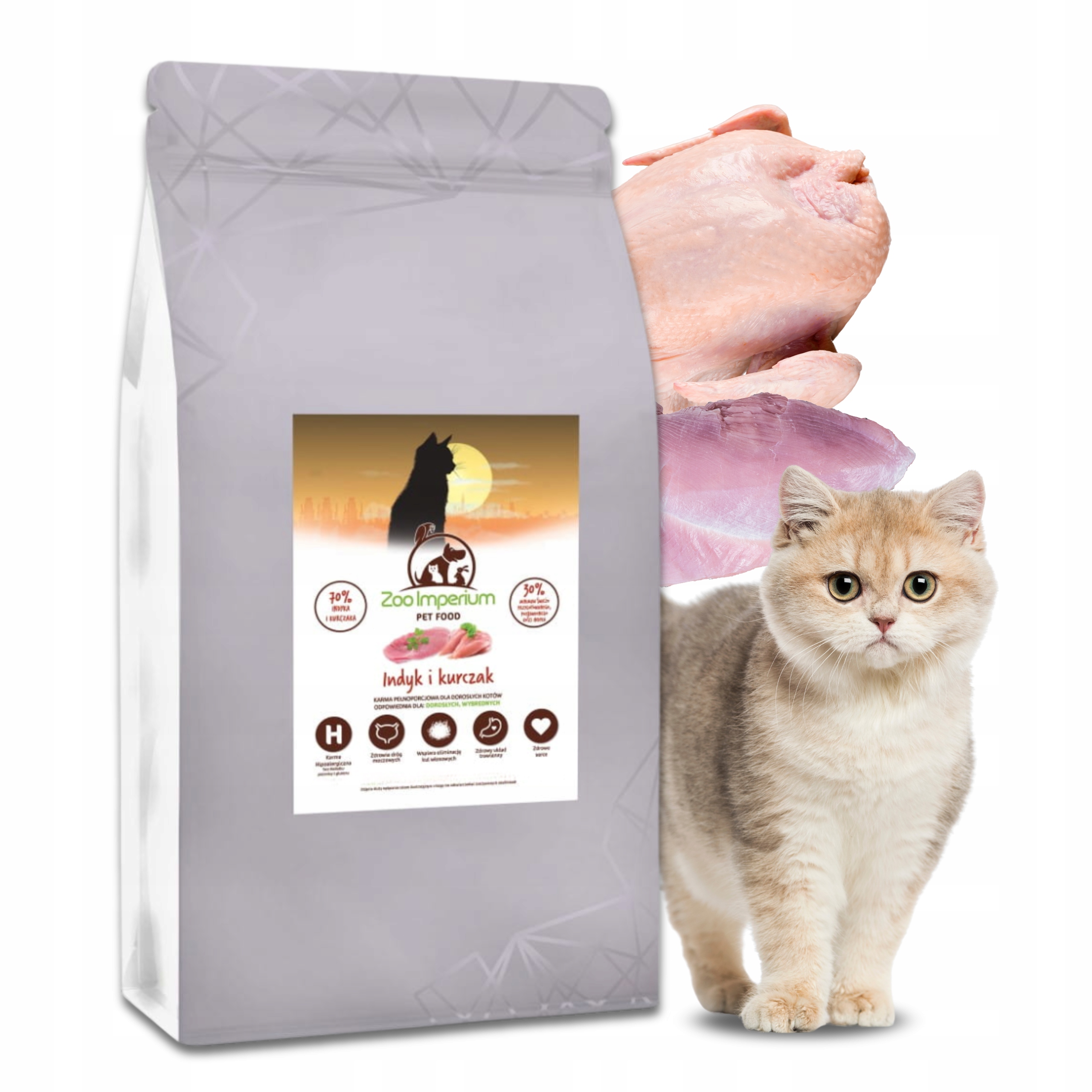 Levně Suché Krmivo pro kočky Zoo-Impérium pro vybíravé kočky Krůta a kuře 5 kg