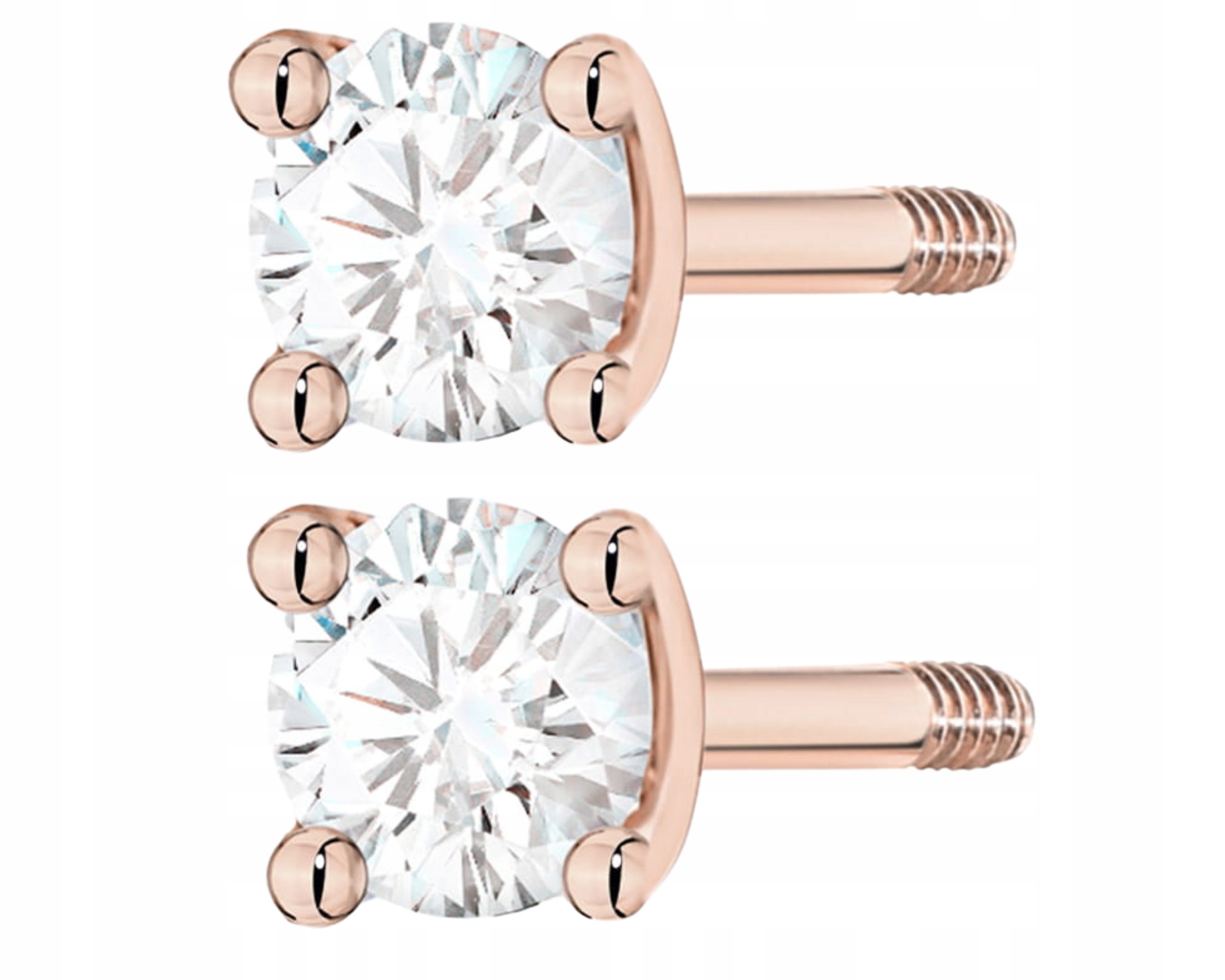 Růžové Zlato Náušnice Diamanty Brilianty Šroubovací Tyčinky Zlato 585
