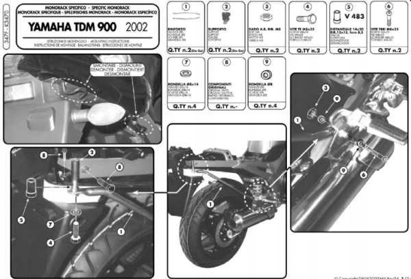 Kappa Rám Centrálneho Kufra Yamaha Tdm 900 (02-14) (bez Dosky)