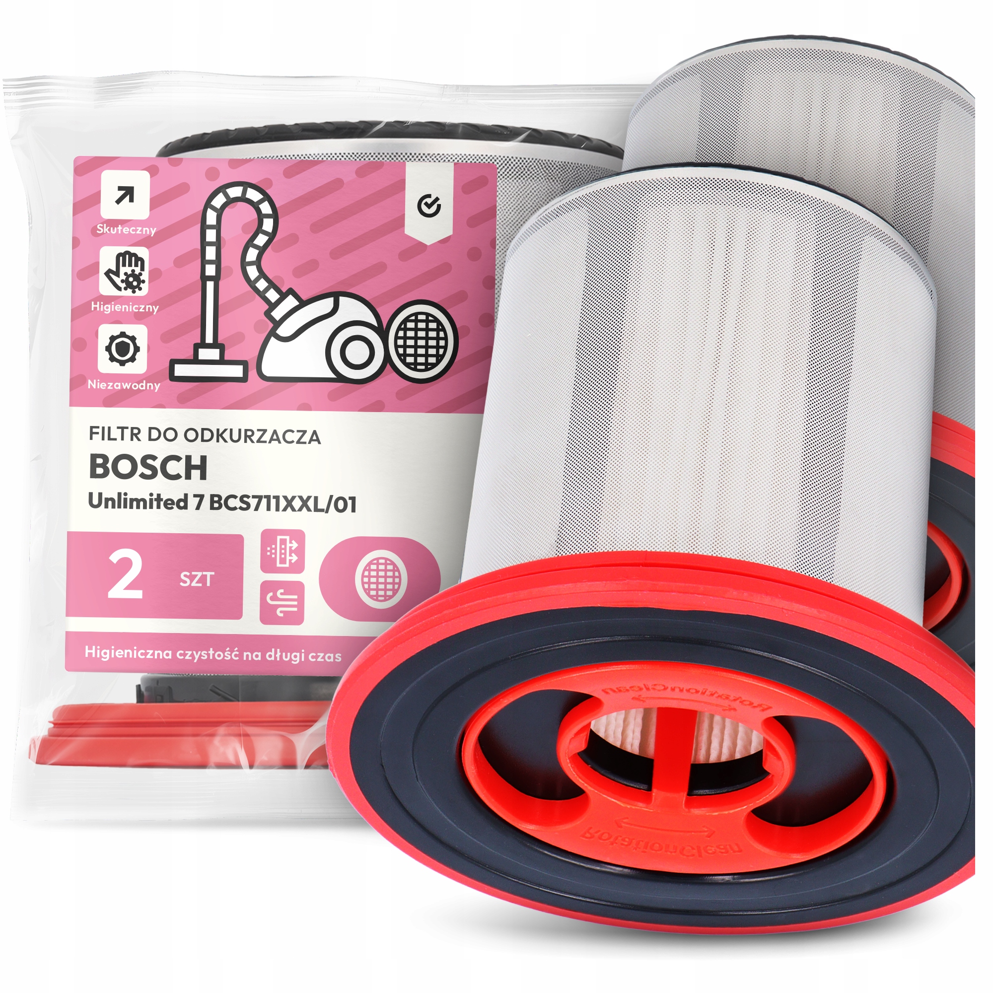 2x Vzduchový Filtr pro Vysavač Bosch Unlimited 7 BCS711XXL/01 Hepa Em-w
