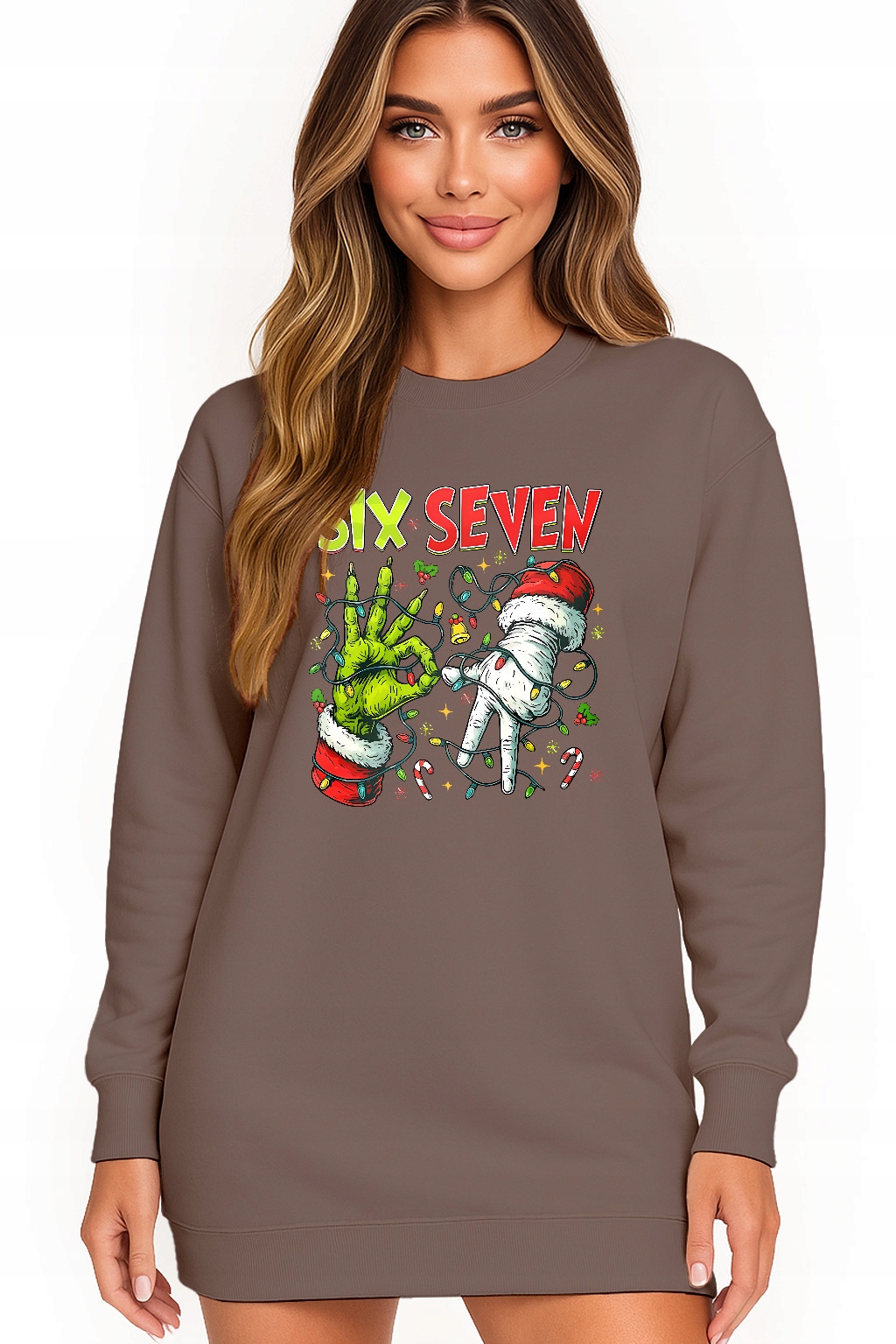 Mikina Vánoční Oversize Šaty Six Seven 67 Grinch Dárek M