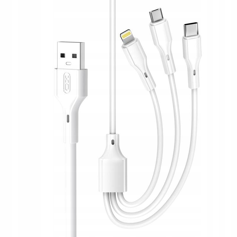 Xo kabel NB230 3w1 Usb Usb-c microUSB Lightning 1,0m 2,4A biały