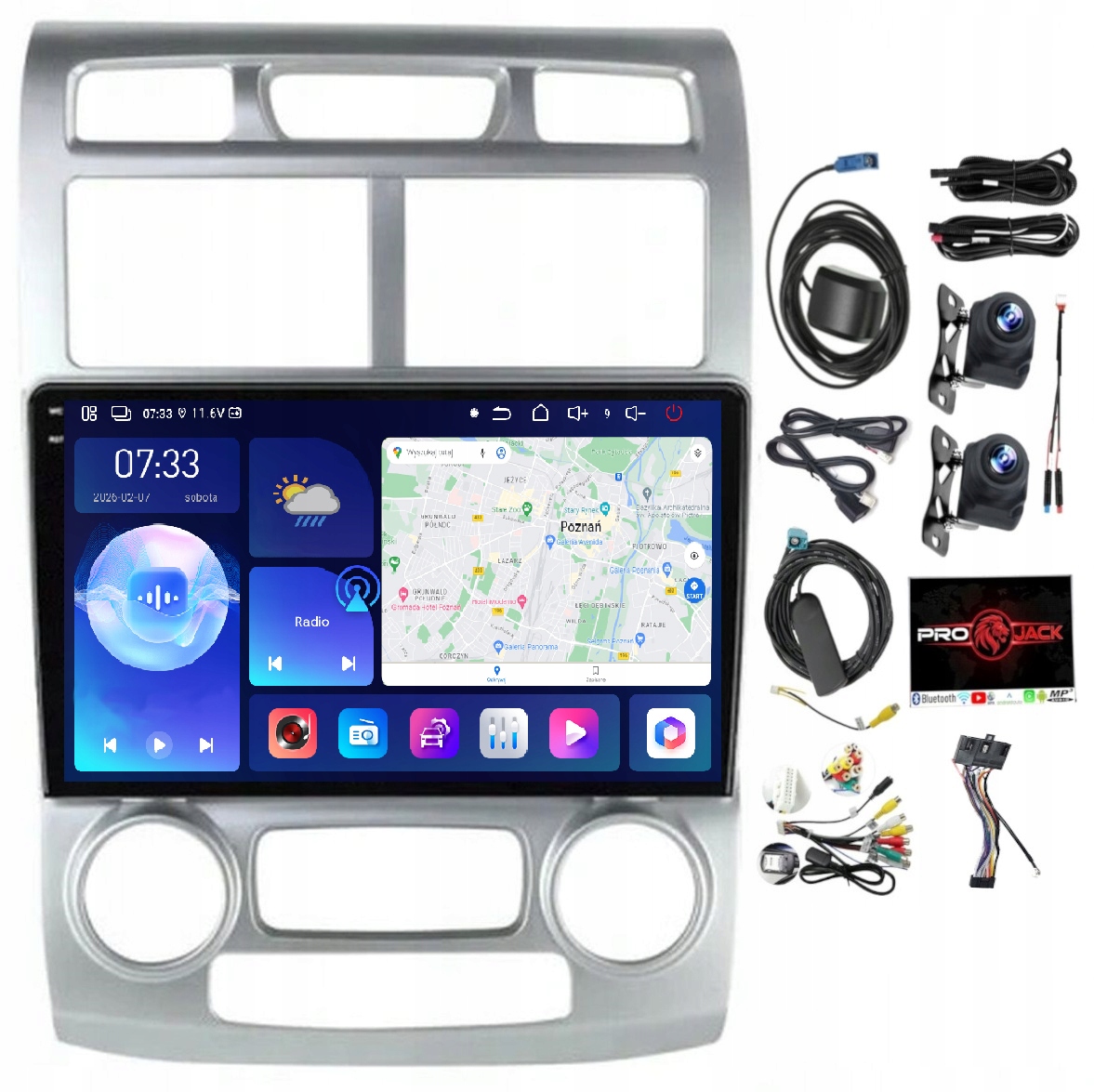 Rádio Navigácia Carplay Android Bt Kia Sportage 2004-2007 6GB Ram 128GB Rom Sim
