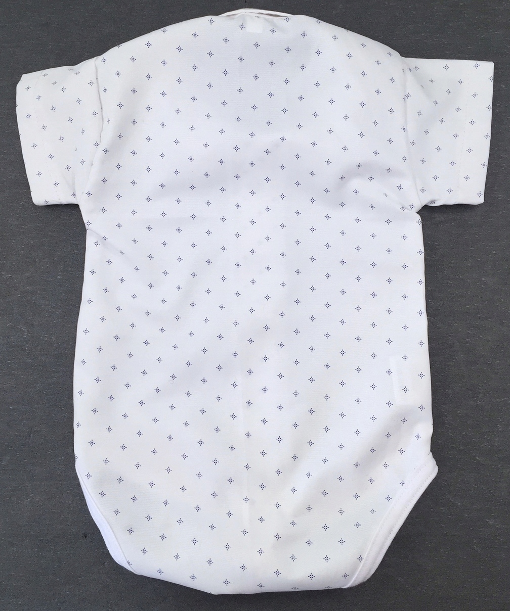 KOSZULOBODY białe we wzorki wizytowe 56 cm +0 Rękaw krótki rękaw