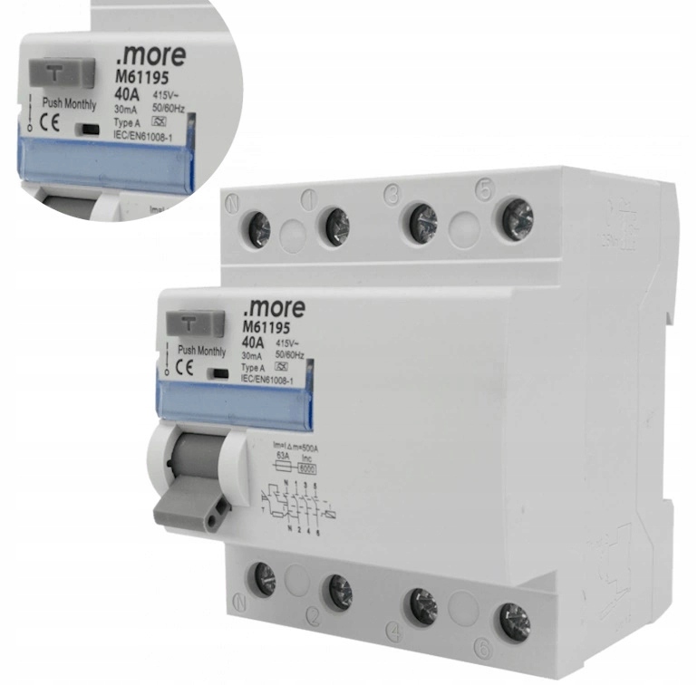 Diferenciální proudový spínač 40A 30mA A 6kA 4P