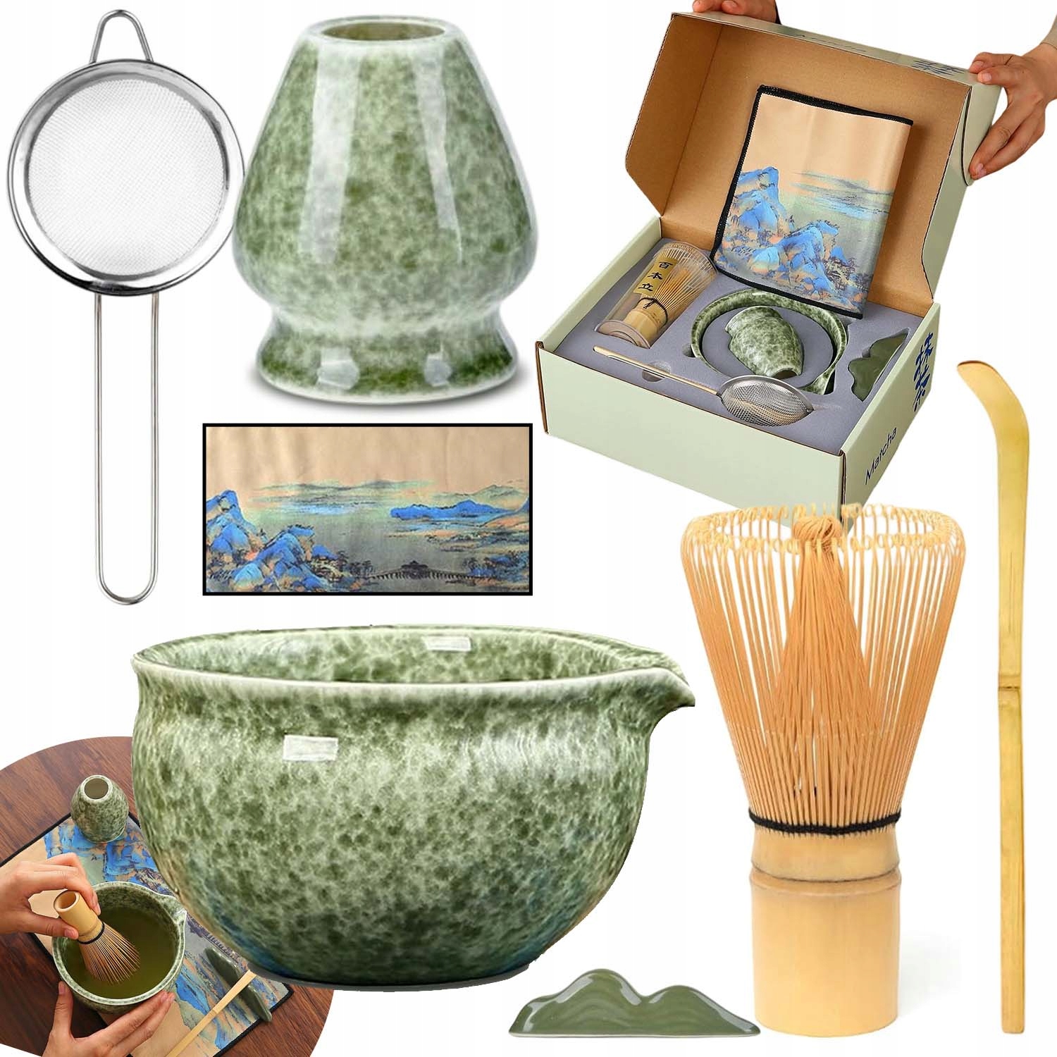 Levně 7KS Ruční Čajová Sada Matcha Startovací Sada Pro Mletou Matchu