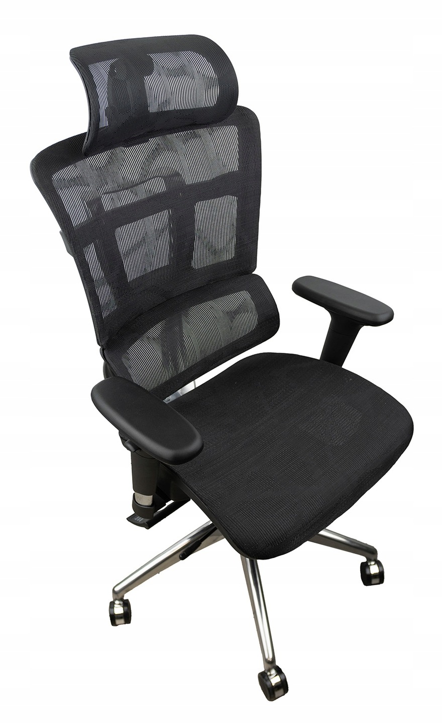 Fotel Ergonomiczny Biurowy Obrotowy Krzesło Biurowe Regulowane Czarne