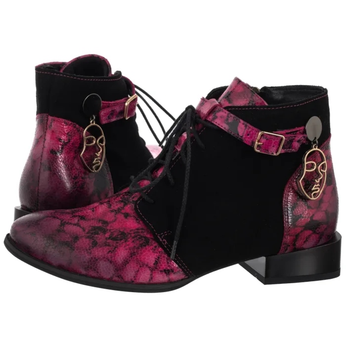 Dámské kožené boty Kotníkové Boty Maciejka Růžová Černá 5743A-15/00-8 Černá
