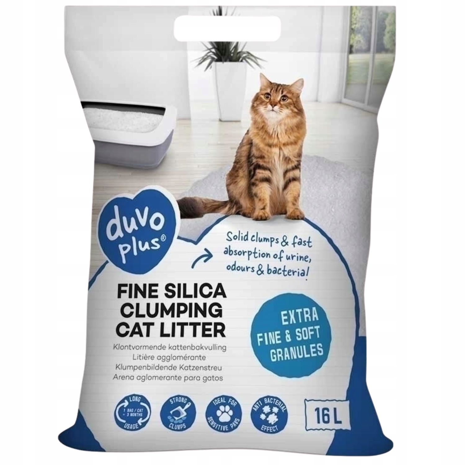 Duvo+ Filne Silica Stelivo pro kočky 16L Silikonové Hrudkující 6kg