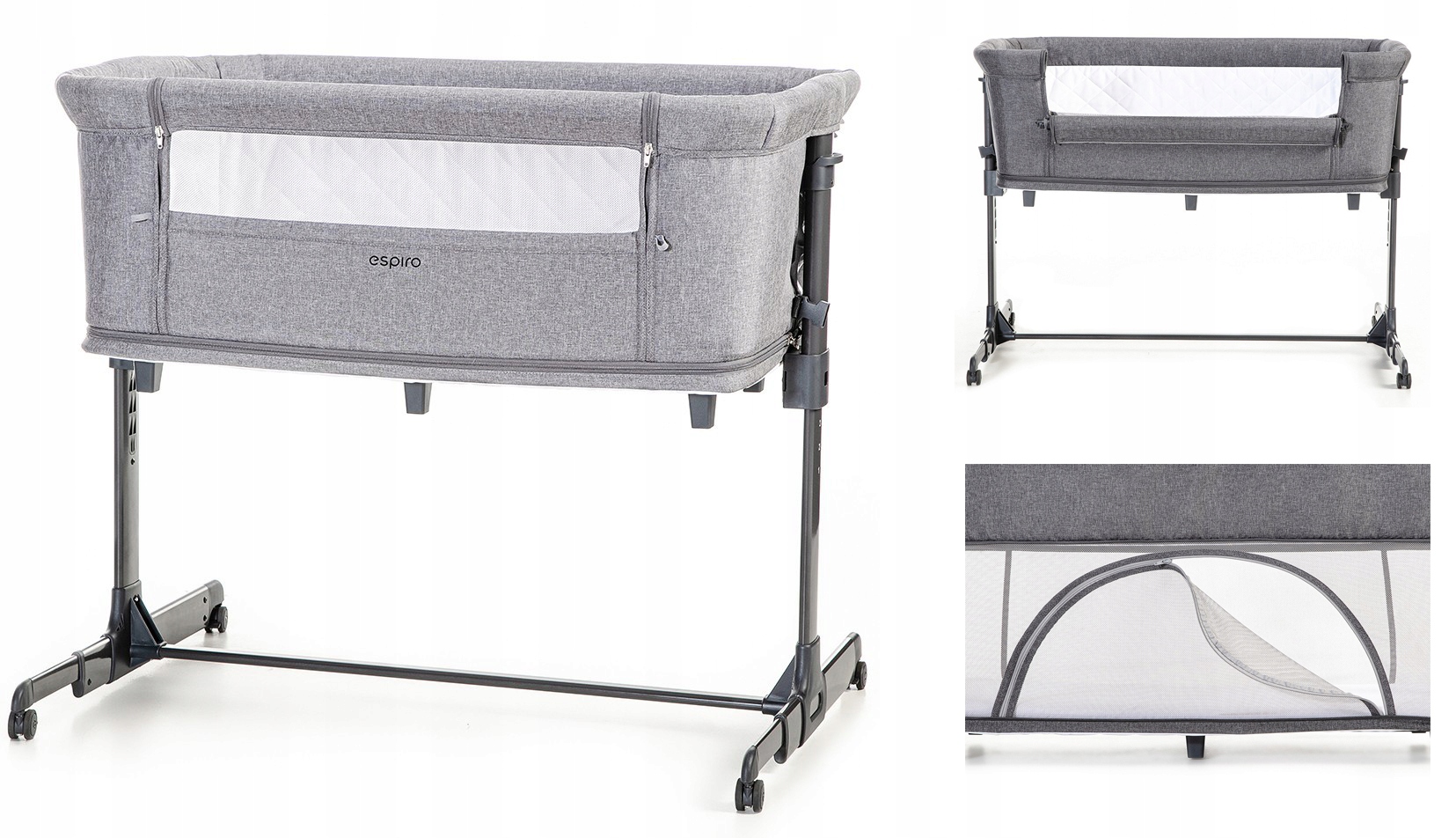 ŁÓŻECZKO DOSTAWNE KOJEC 3w1 ESPIRO 07 CLOUD GREY