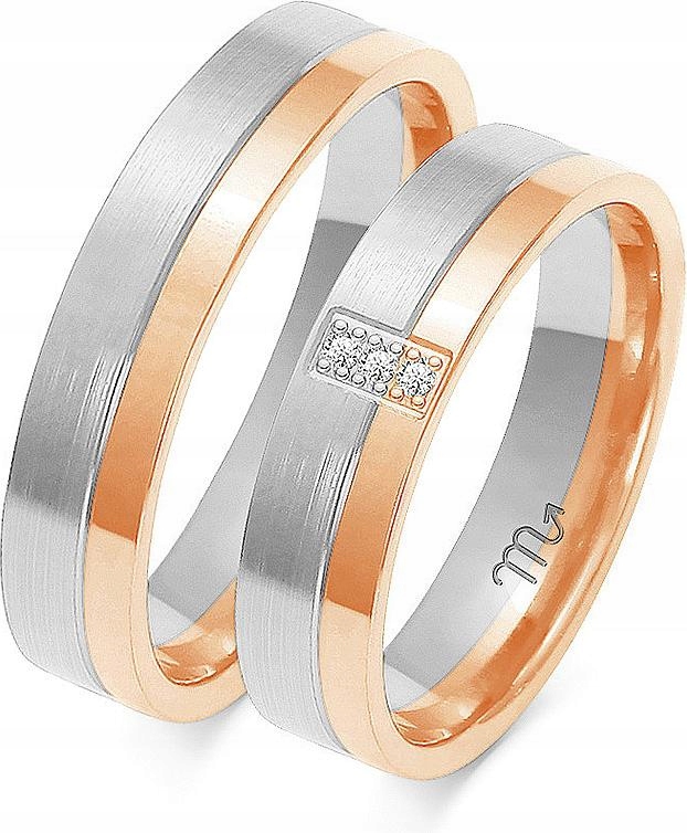 Prsteny z růžového zlata pro pár 585, 23 24 25, elegantní, lesklé