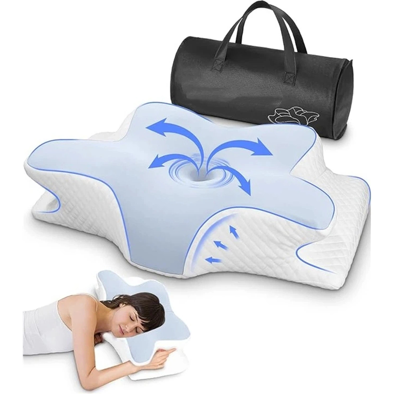 Poduszka Ortopedyczna Pianki Memory W Kształcie Motyla Dla Wspierania Głowy