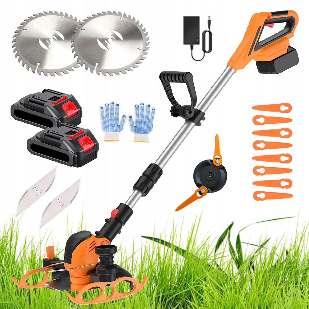 Akumulátorová Vyžínač Křovinořez Zahradní Sekačka Na Trávu Set 100W 2x Aku