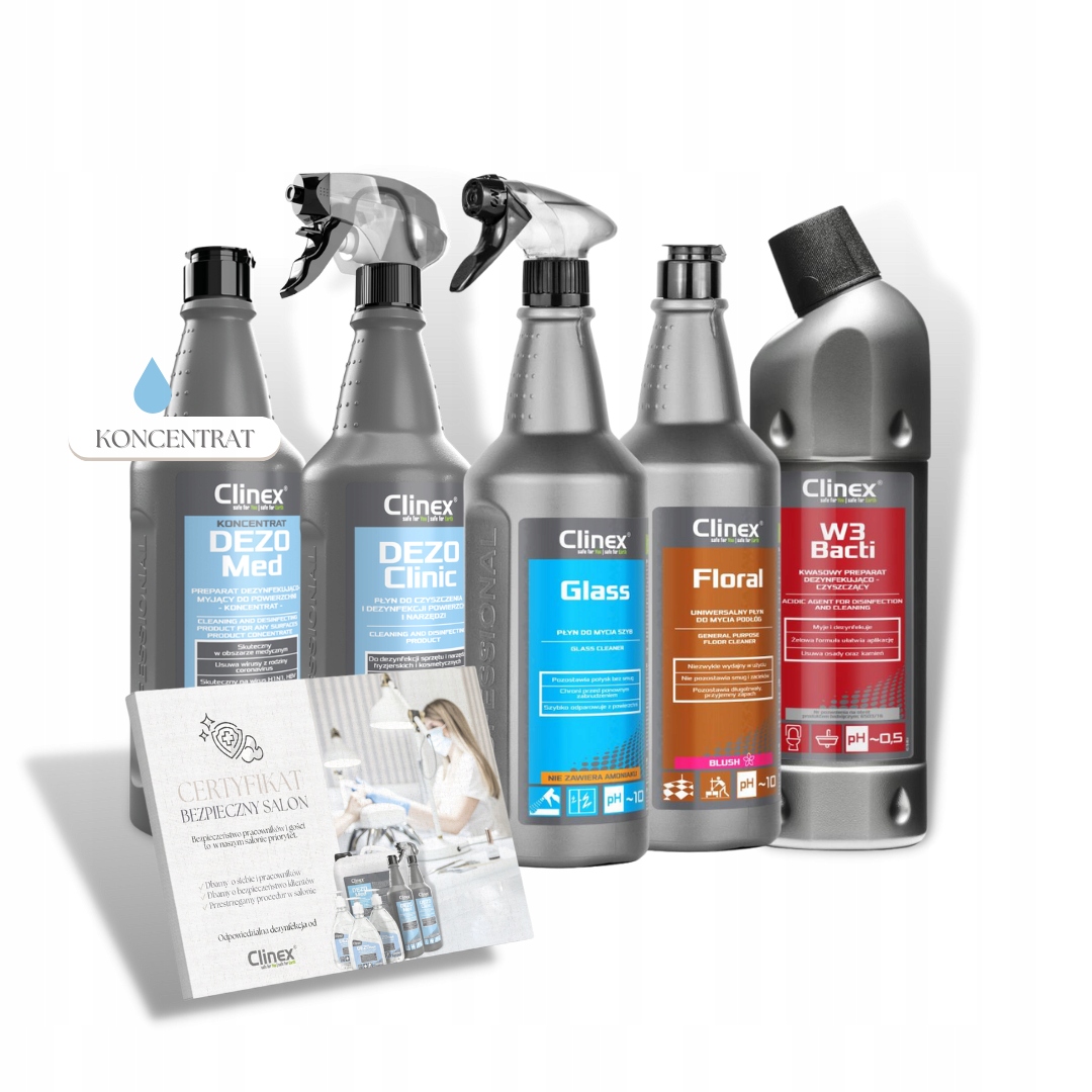 Zestaw Clinex mini Salon kosmetyczny Dezynfekcja narzędzi Mycie powierzchni
