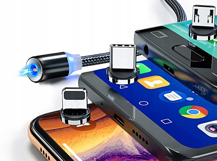 1M KABEL MAGNETYCZNY 3 RÓŻNE KOŃCÓWKI DO TELEFONU Marka Webski