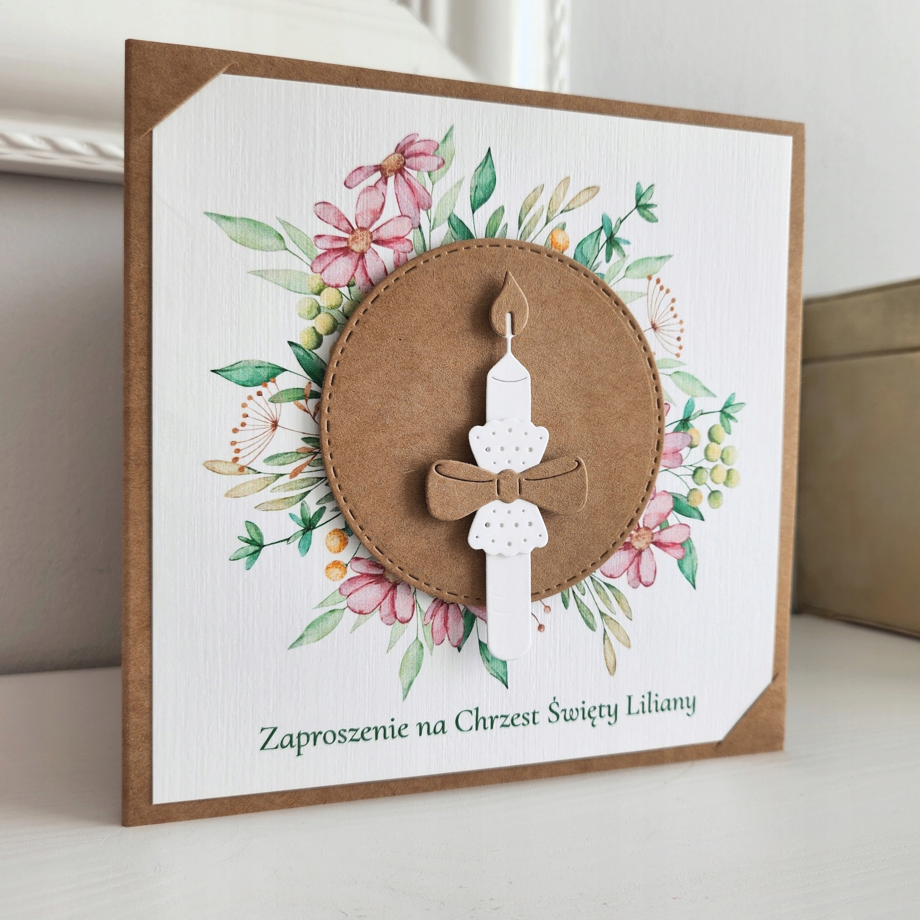 Zaproszenia na Chrzest ze świecą koperta Kolor wielokolorowy