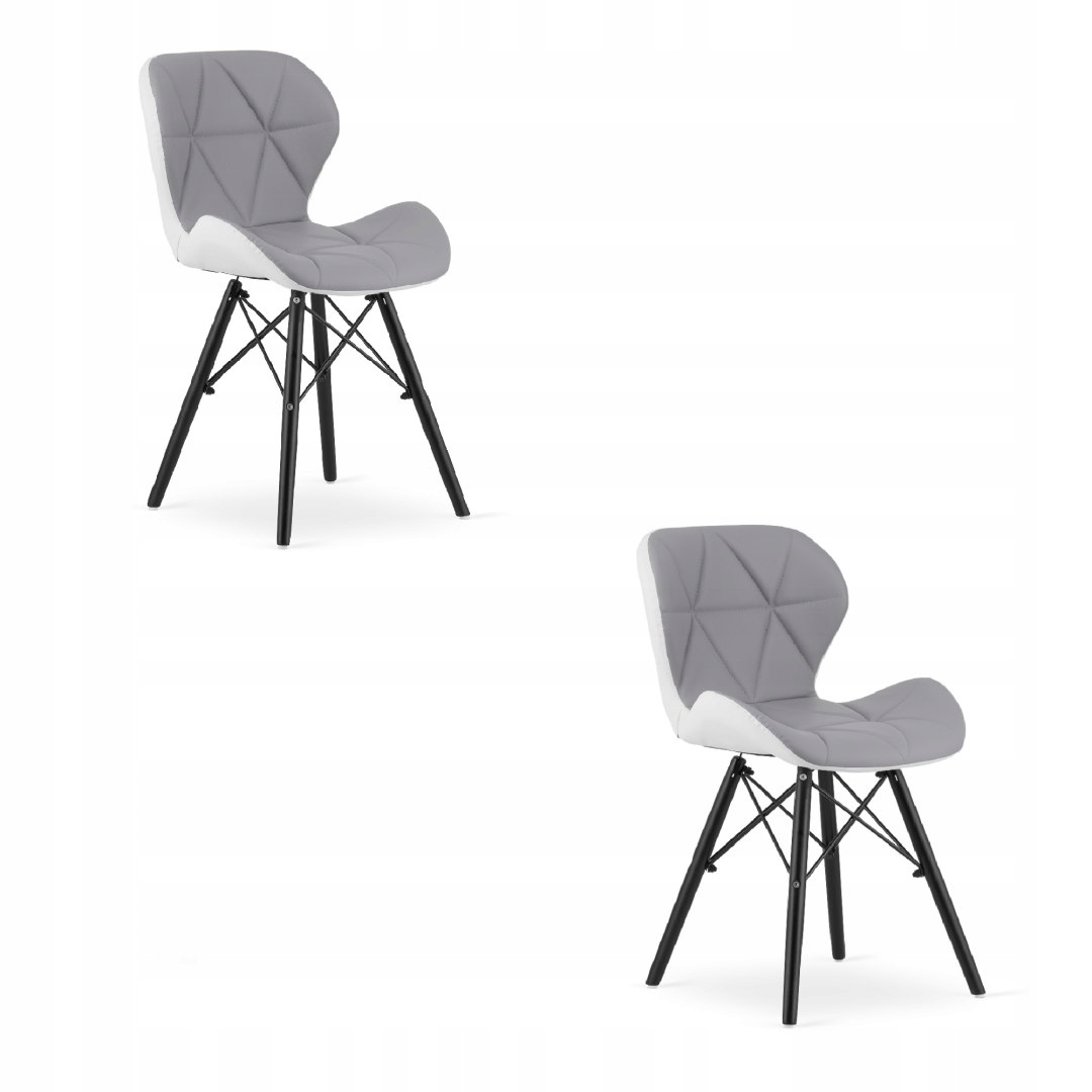 Stolička Lago ekokoža šedo-biela čierne nohy x 2