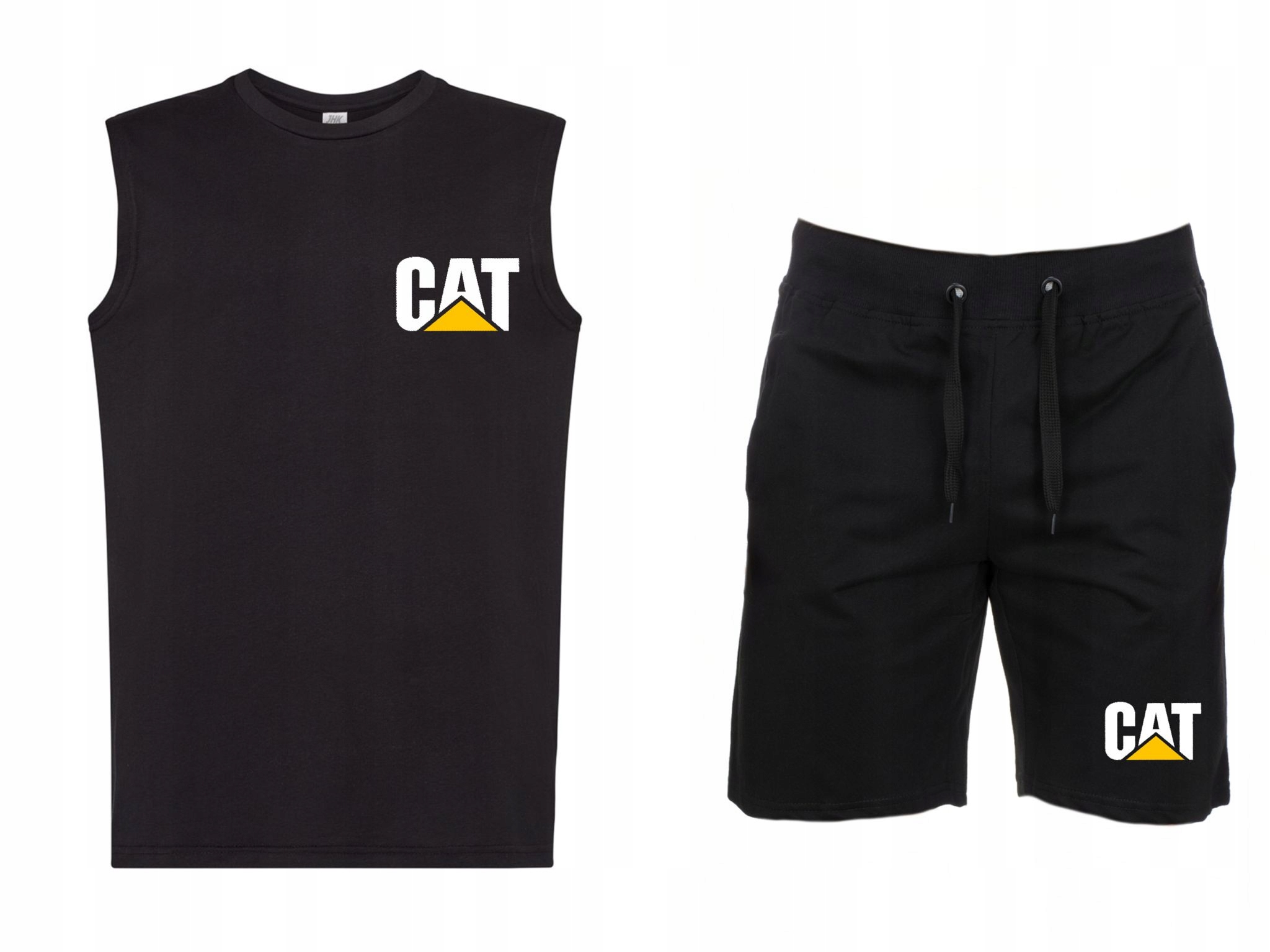 KOMPLET KOSZULKA BEZ RĘKAWKÓW TOP + KRÓTKIE SPODENKI CAT MĘSKI XXL