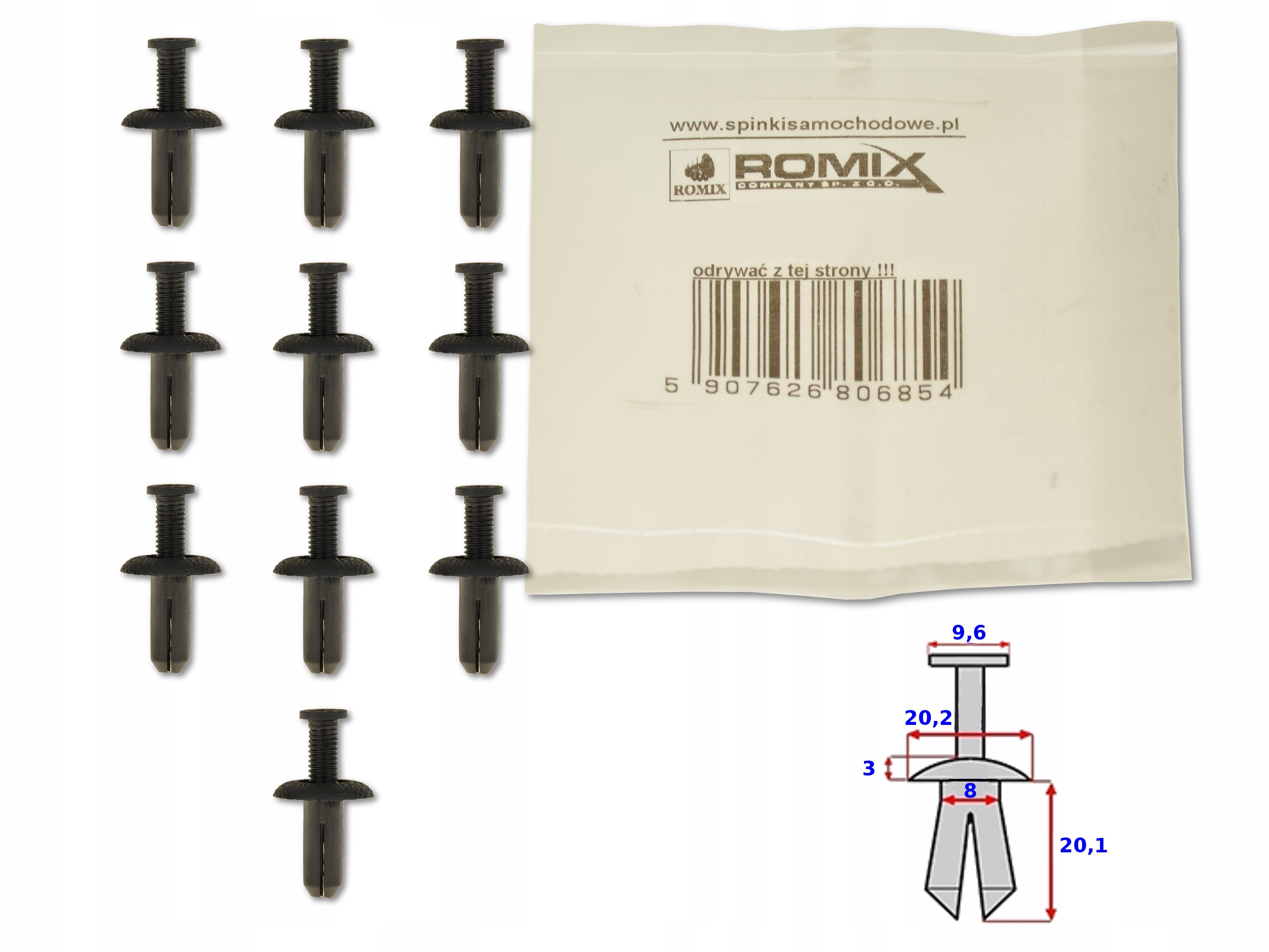 HONDA CIVIC IX 12- KLIPS SPINKA KOŁEK OSŁONY 10SZT