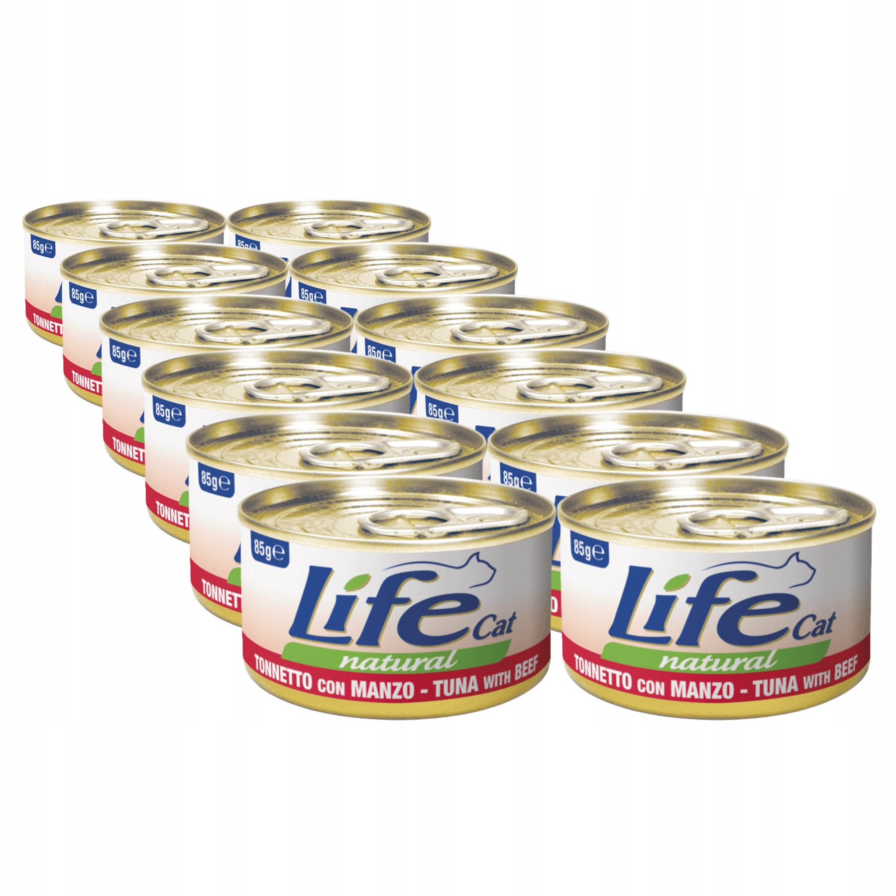 Levně Life Cat Natural Krmivo pro kočky konzerva Set 12x85g tuňák hovězí maso