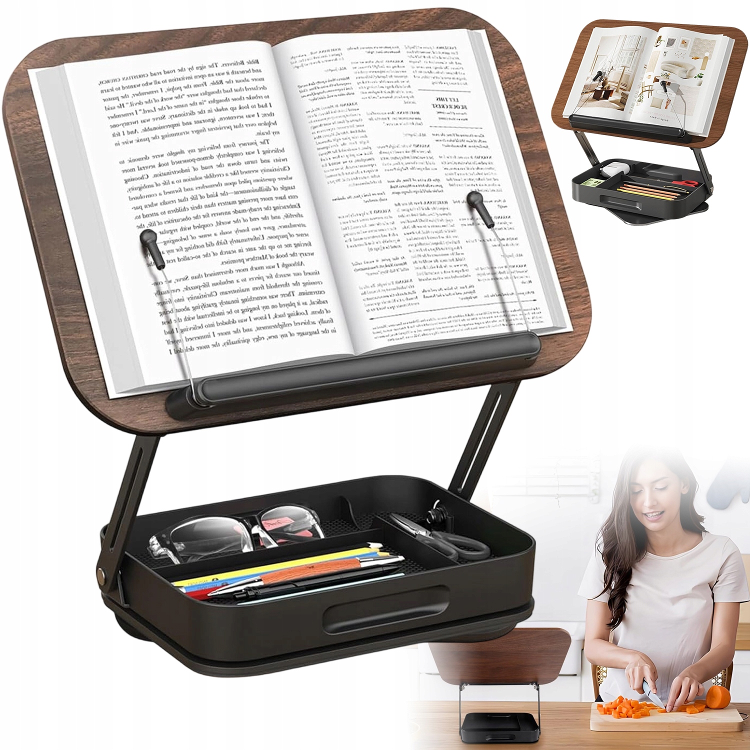 Podpěrky na knihy Stojan na čtení Černý