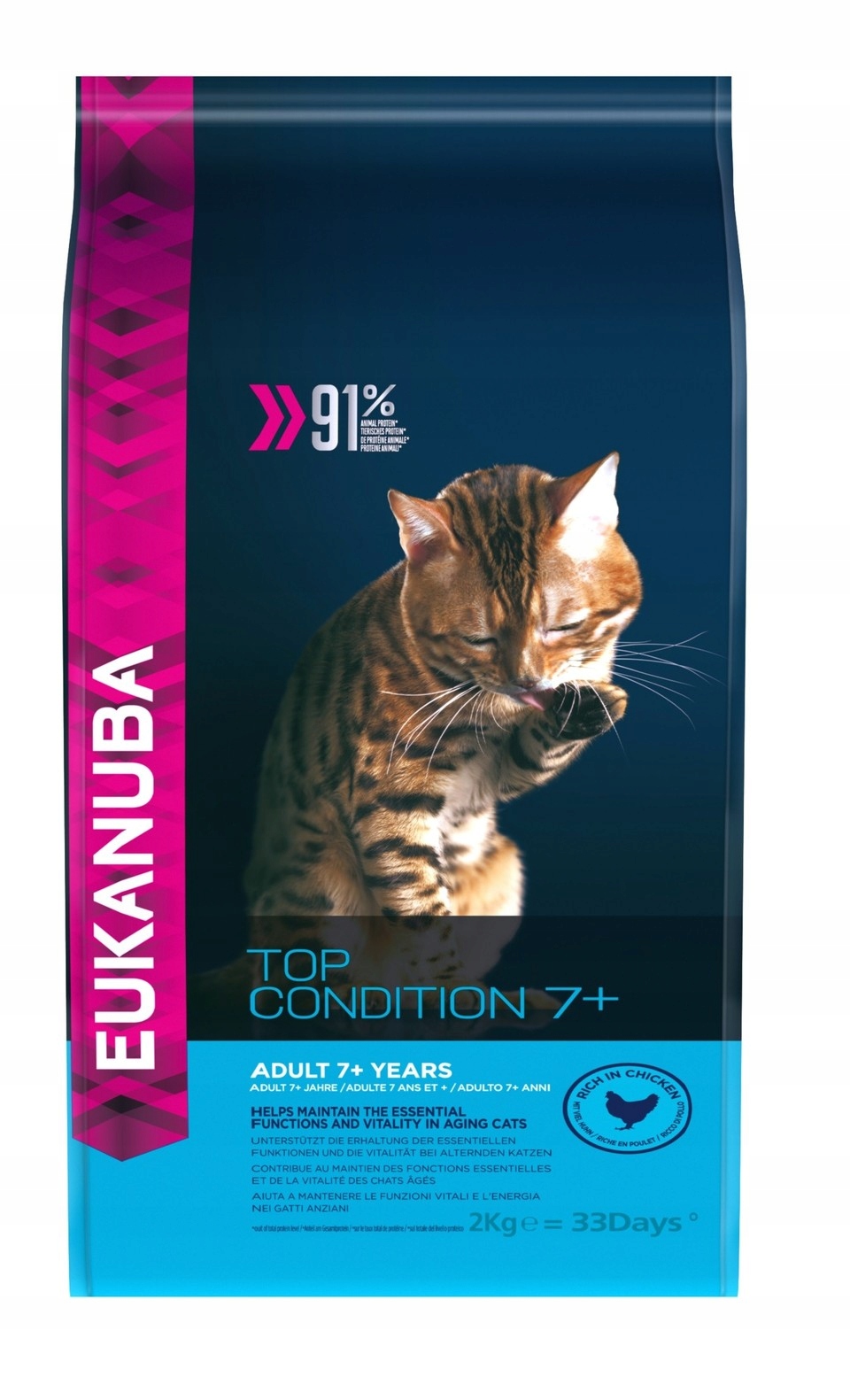 Levně Eukanuba Top Condition 7+ suché krmivo pro kočky senior, kuřecí, 2 kg