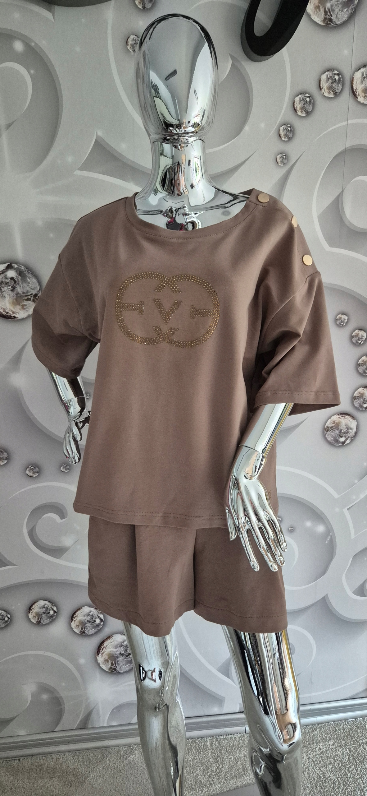Komplet Bavlněná Halenka Kraťasy béžová My Luxe S,m,l