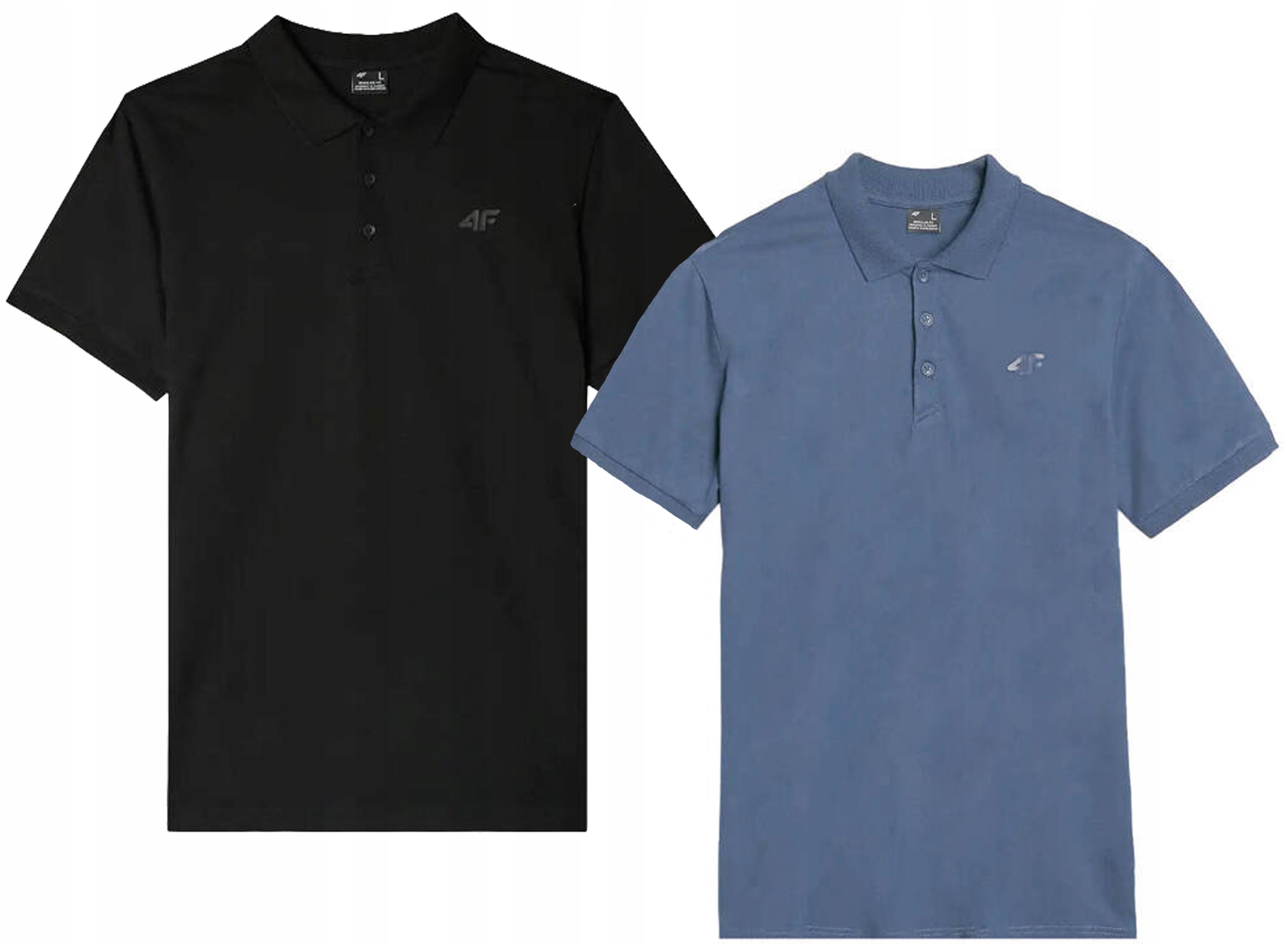 2 trička Polo 4F z bavlny M367 černá a modrá M